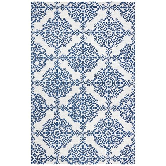 Micro-Loop MLP647 Hand Tufted Area Rug - Ivory/Blue - 5'x8' - Safavieh.