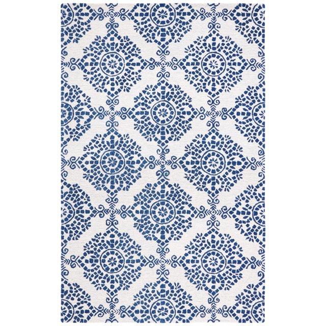 Micro-Loop MLP647 Hand Tufted Area Rug - Ivory/Blue - 5'x8' - Safavieh.