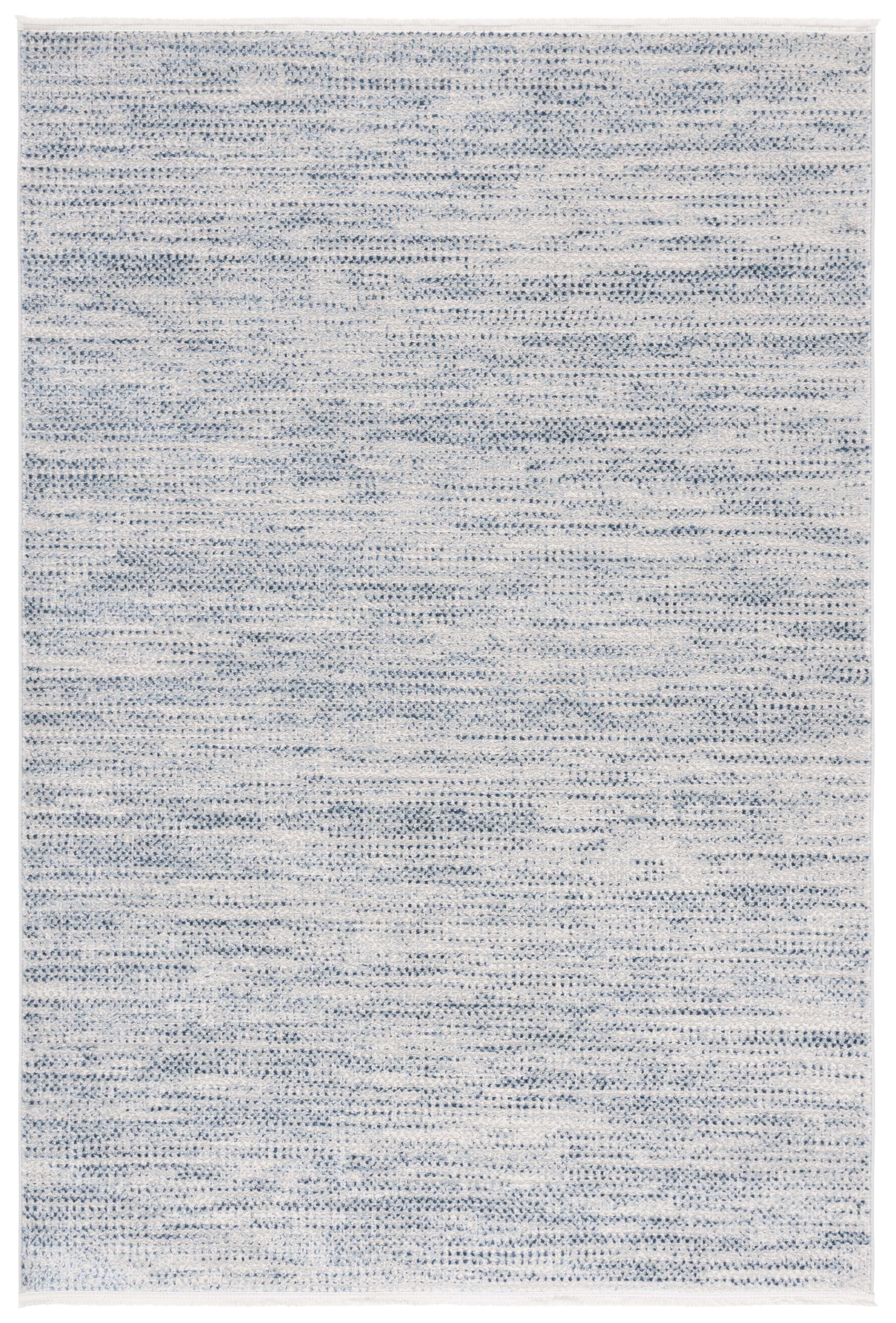 Mila Blue and Ivory Abstract Polyester Area Rug 5'3" x 7'6"