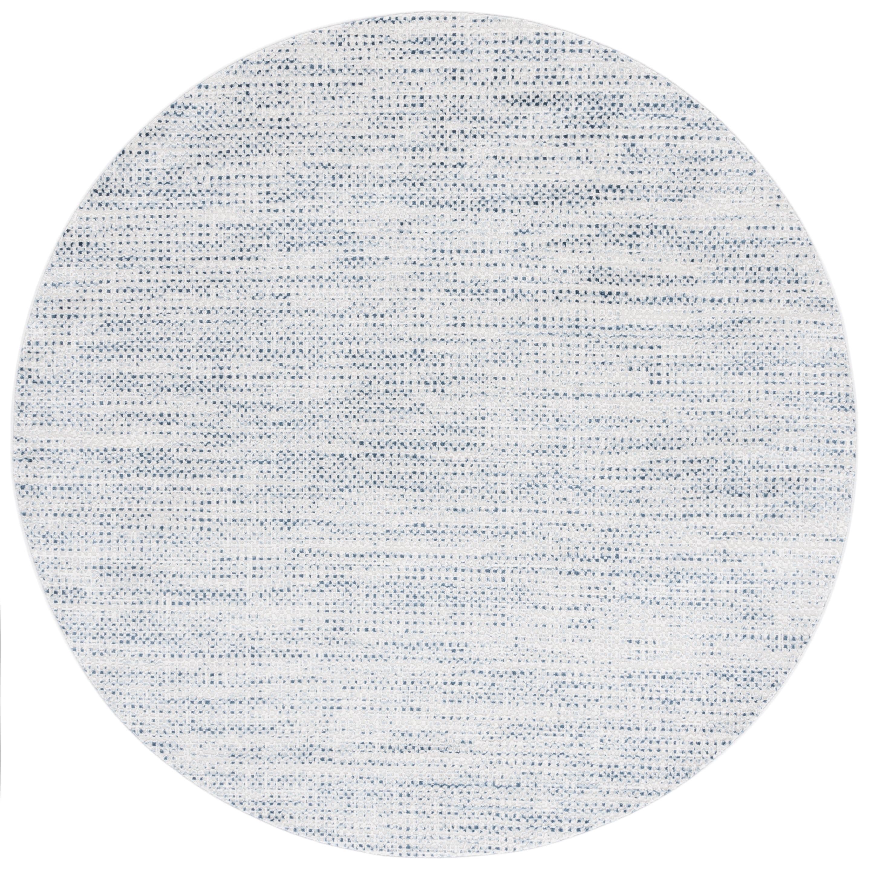 SAFAVIEH Mila Colton Distressed Polyester Area Rug, Blue/Ivory, 6'7" x 6'7" Round