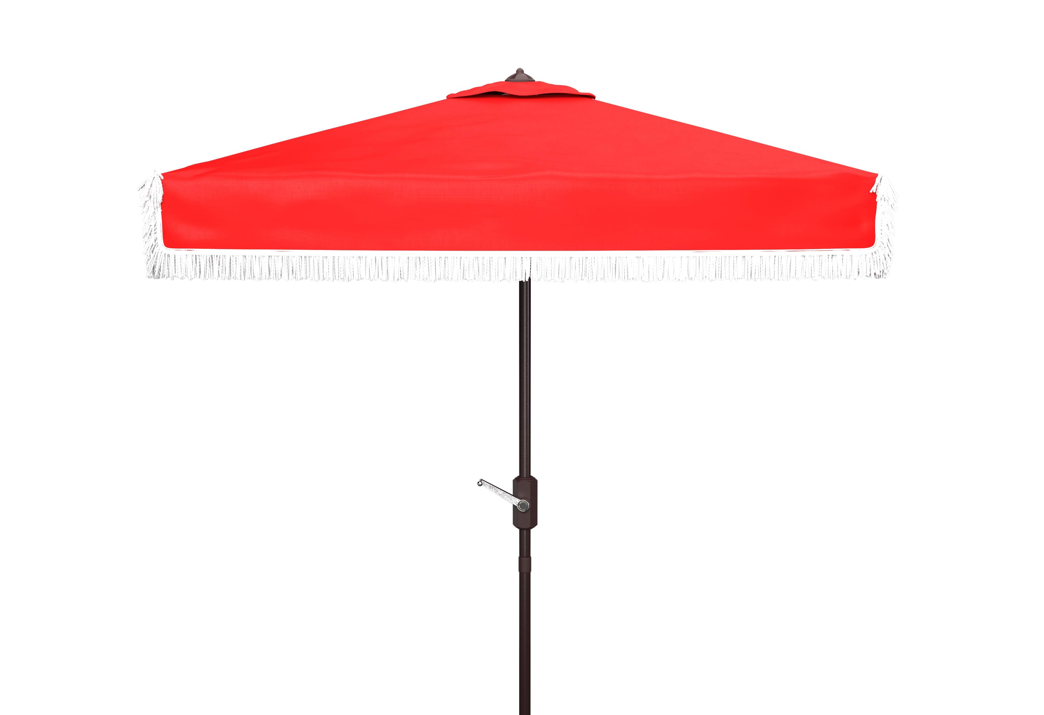 Milan Red Fringe 7.5' Square Crank Umbrella