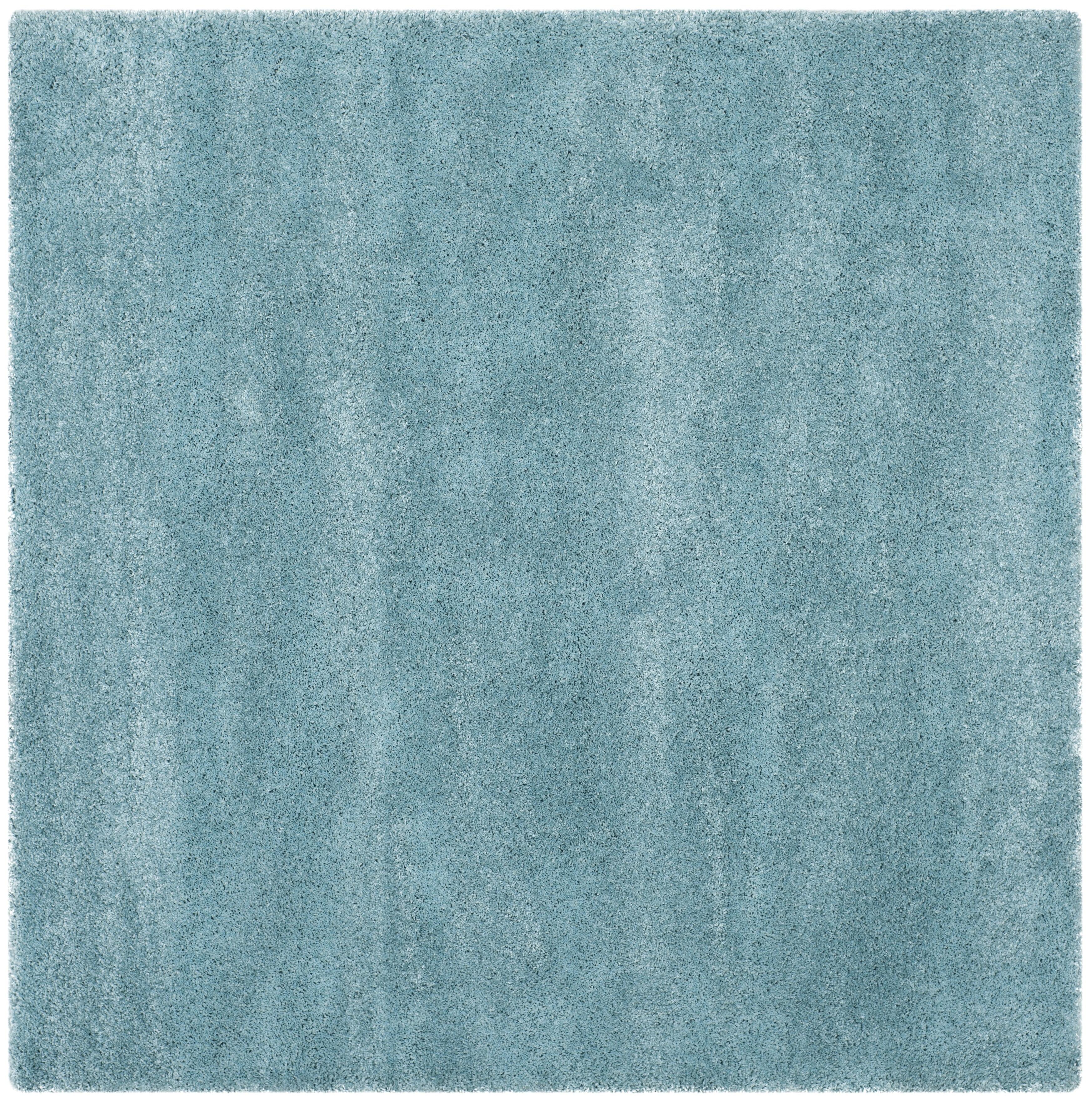 SAFAVIEH Milan Harlow Solid Plush Shag Area Rug, Aqua Blue, 10' x 10' Square