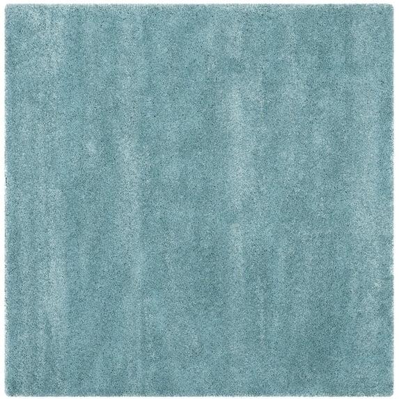 SAFAVIEH Milan Harlow Solid Plush Shag Area Rug, Aqua Blue, 10' x 10' Square