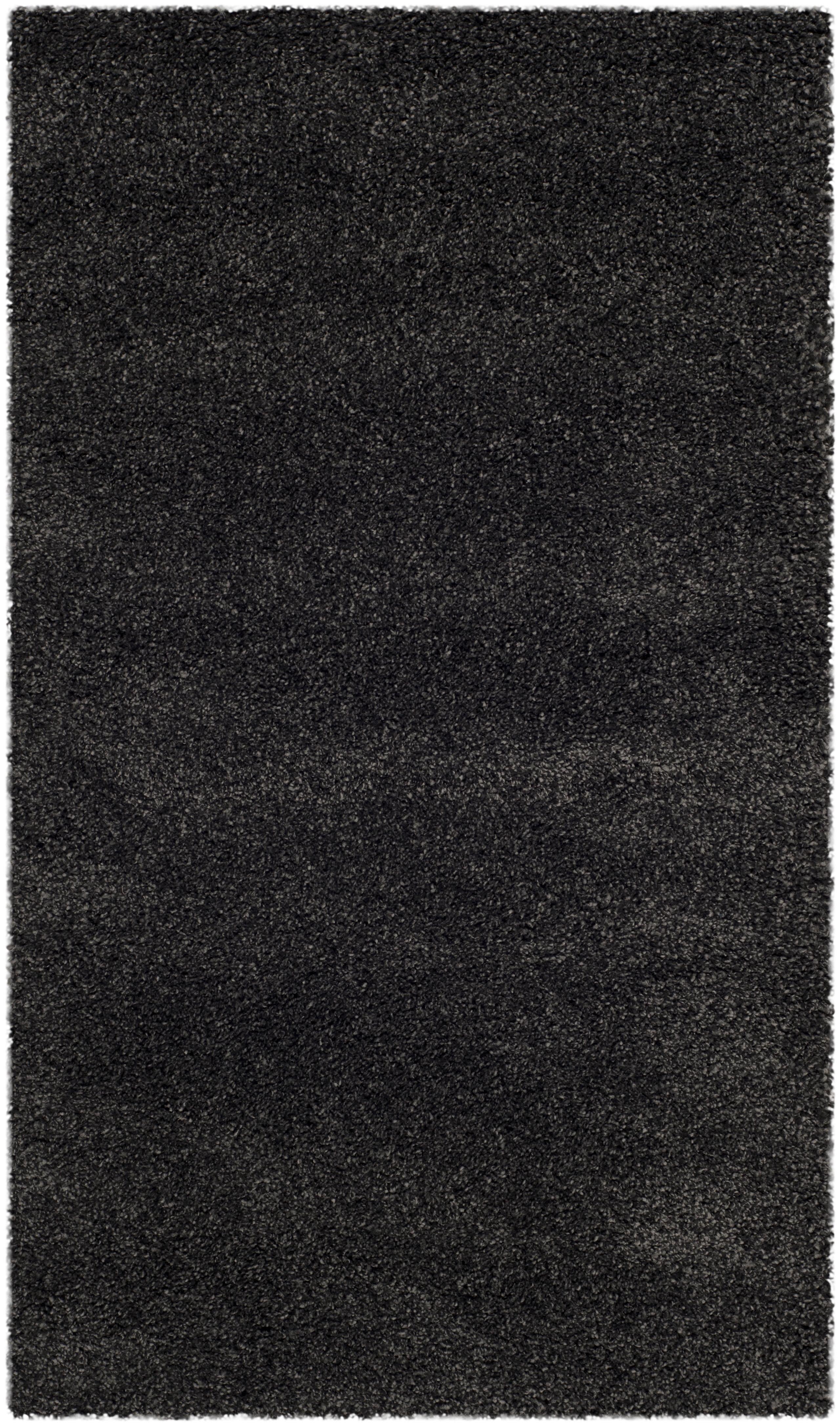 Dark Grey Hand-Knotted Wool Shag Area Rug, 2' x 4'