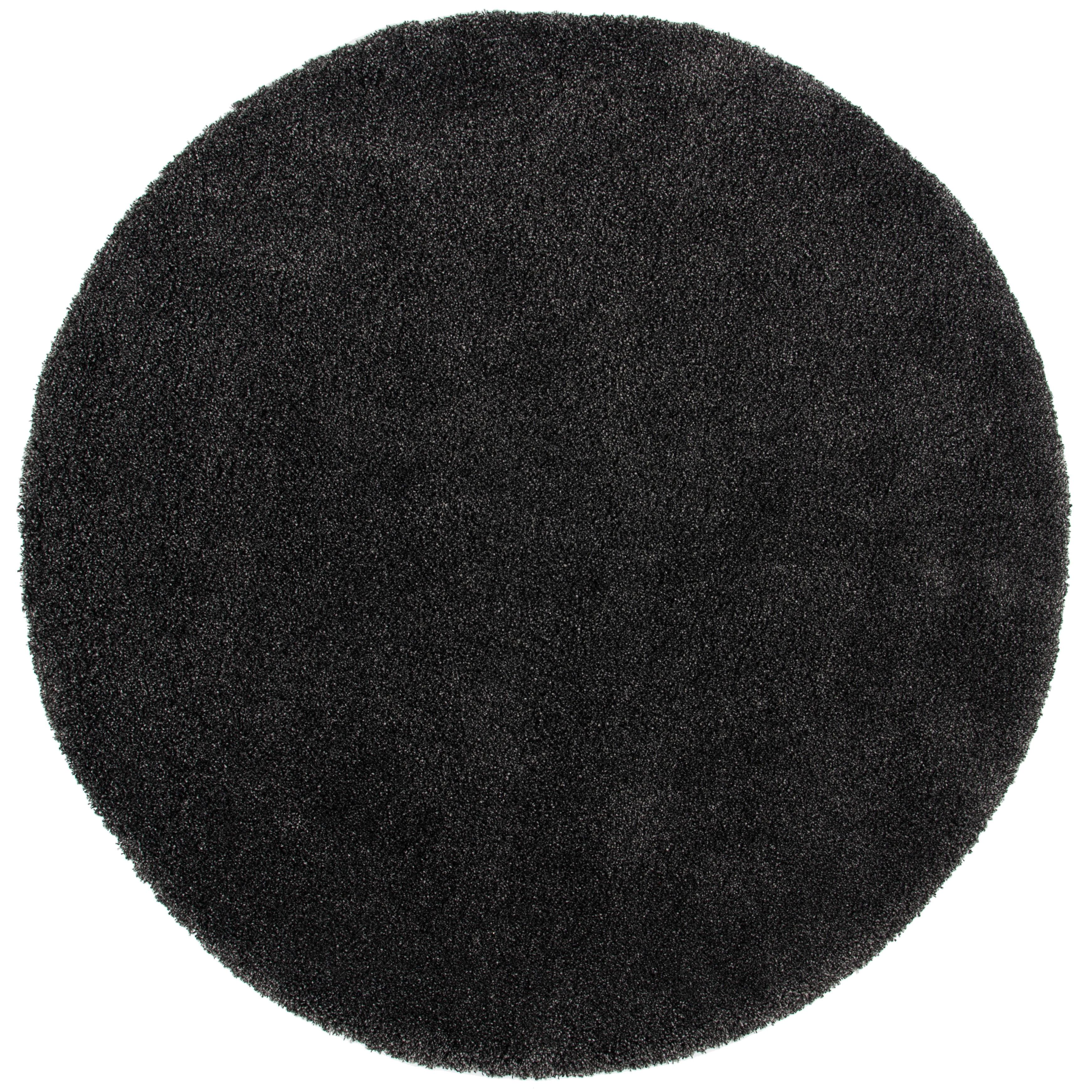 SAFAVIEH Milan Harlow Solid Plush Shag Area Rug, Dark Grey, 9' x 9' Round