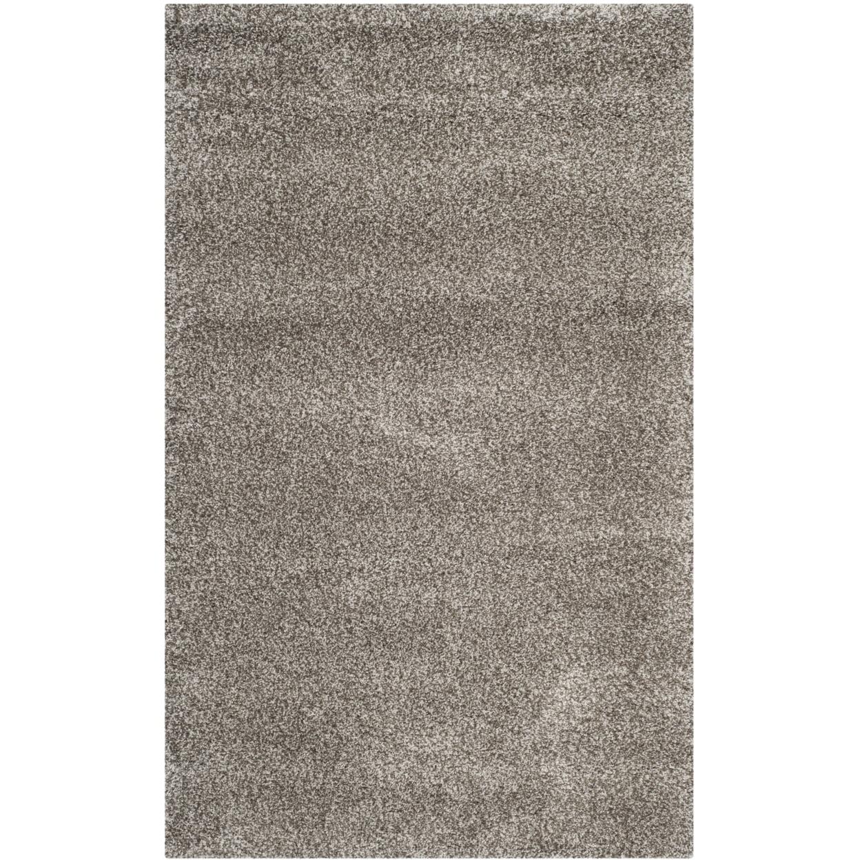 Gray Rectangular Solid Shag Synthetic Area Rug