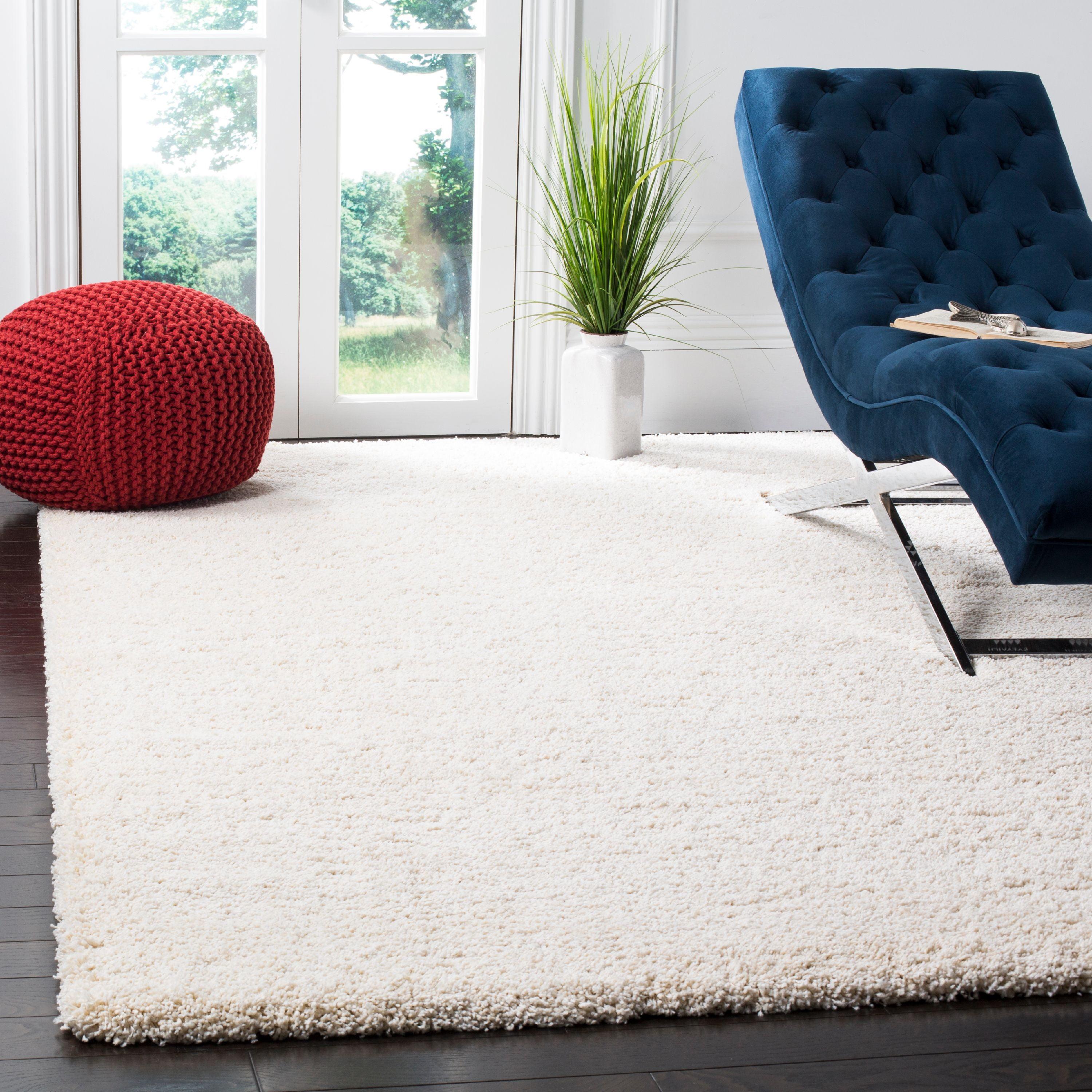 SAFAVIEH Milan Harlow Solid Plush Shag Area Rug, Ivory, 10' x 14'