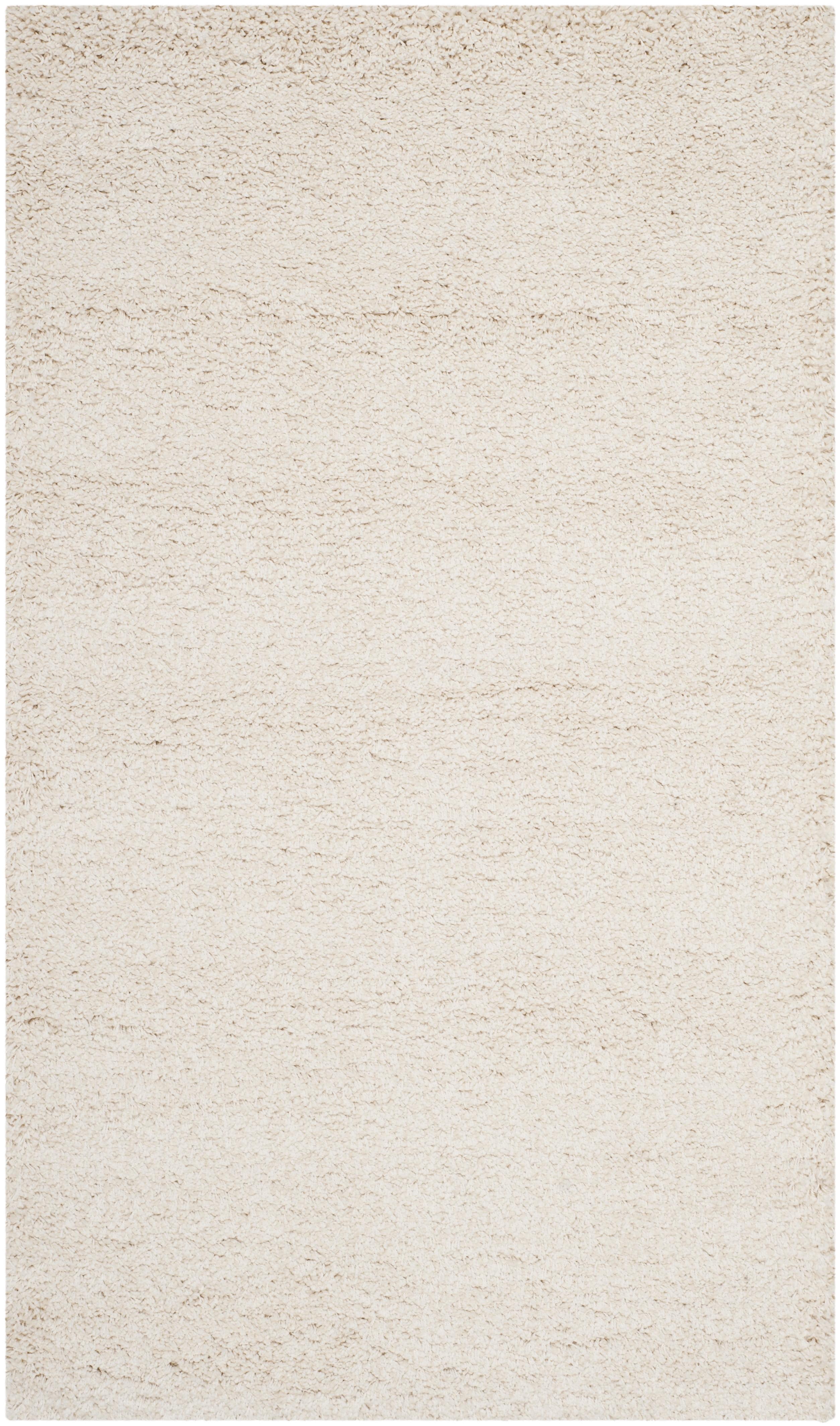 Ivory 4' x 6' Rectangular Synthetic Shag Rug