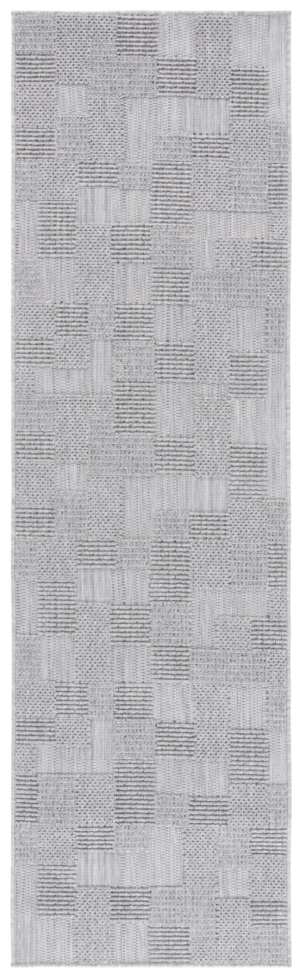 SAFAVIEH Milos Quintella Geometric Indoor/Outdoor Runner Rug, Grey, 2'3" x 8'