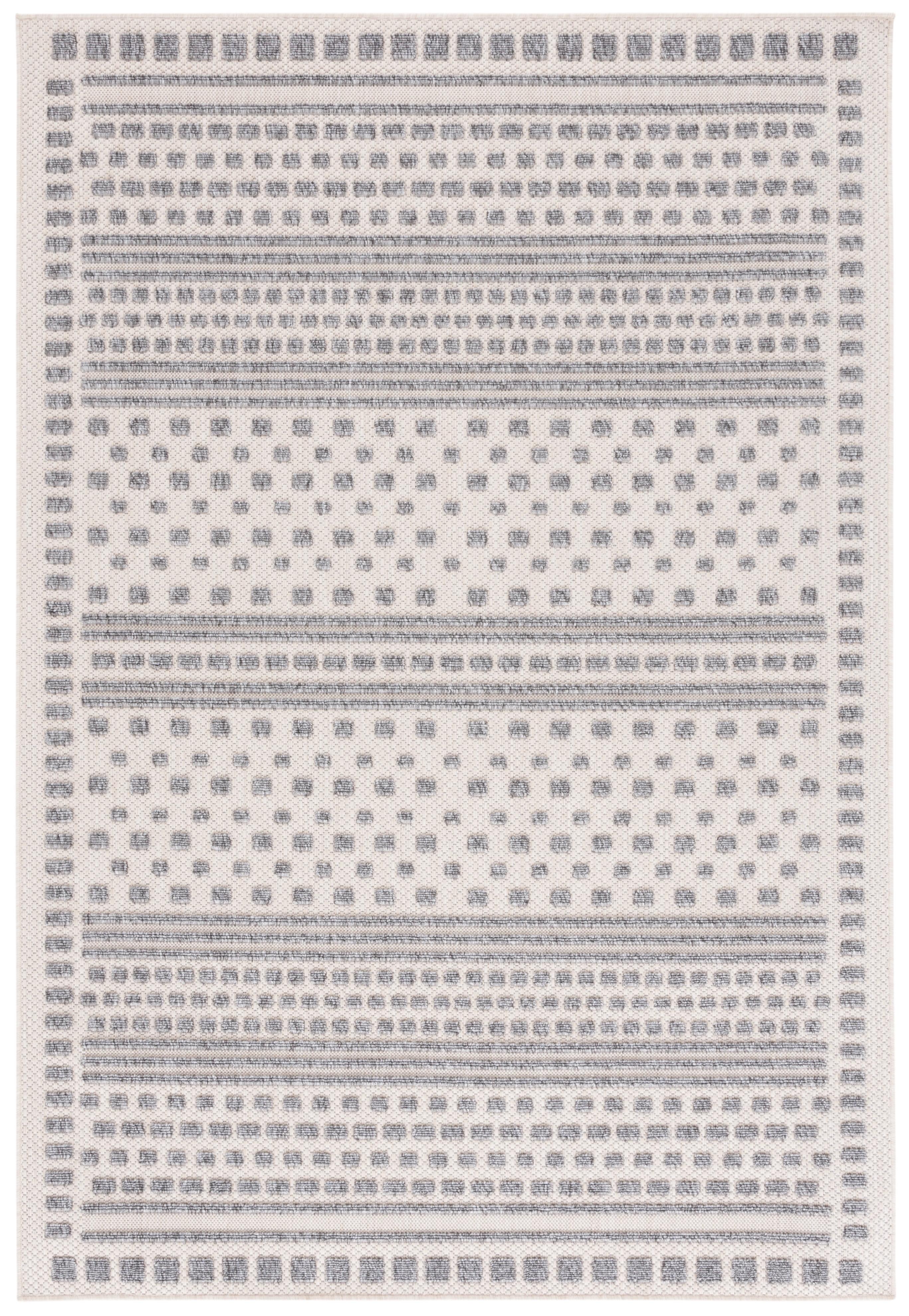 Gray and Beige Geometric 4' x 6' Stain-Resistant Rug