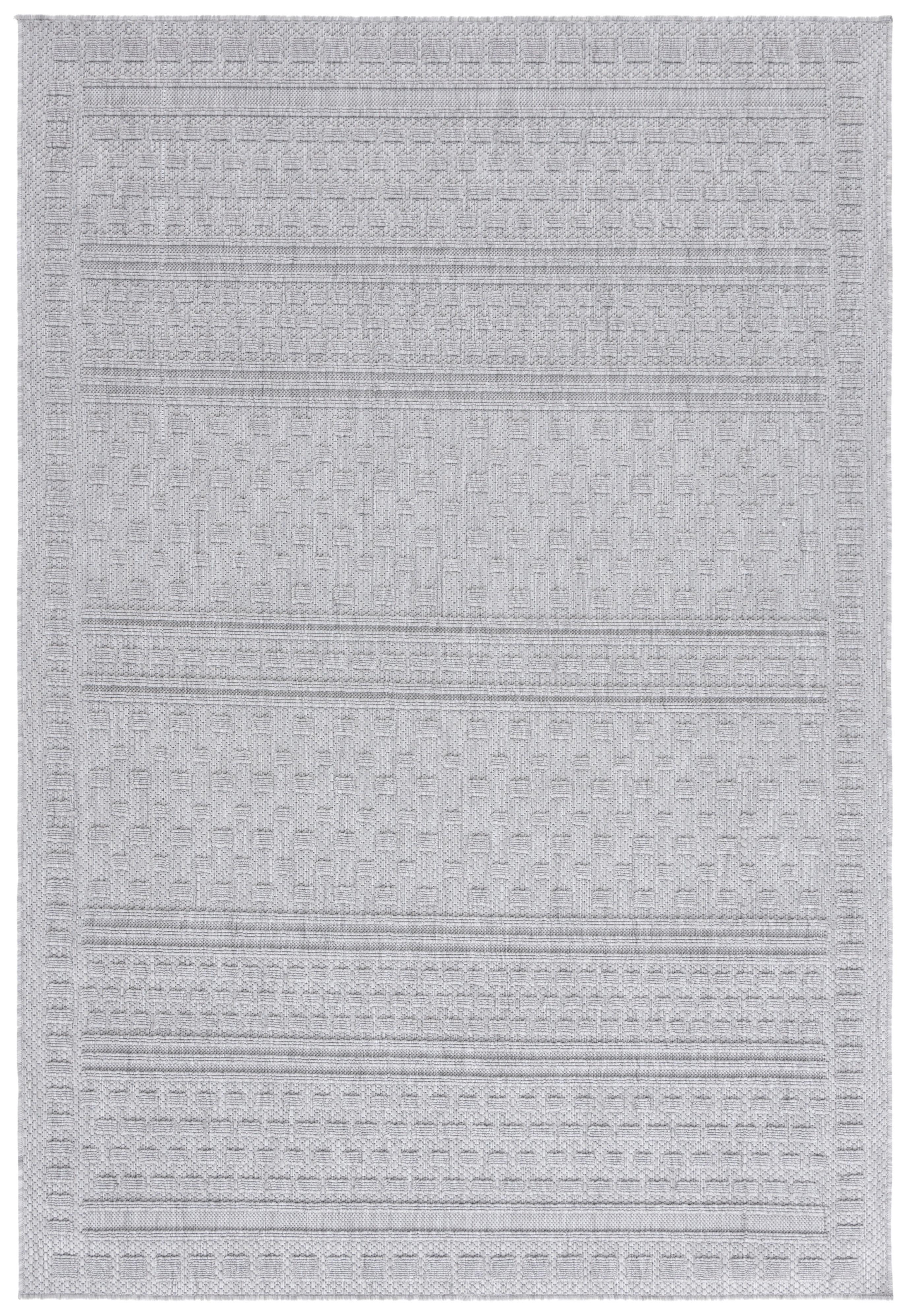 Gray Geometric Hand-Knotted Synthetic Indoor/Outdoor Rug, 4' x 6'