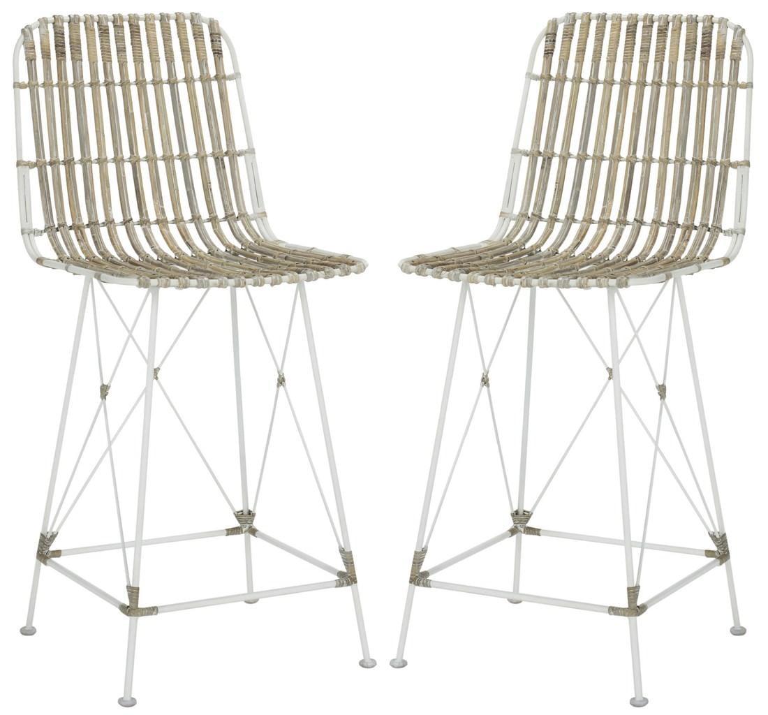 Minerva Wicker Counter Stool (Set of 2)  - Safavieh