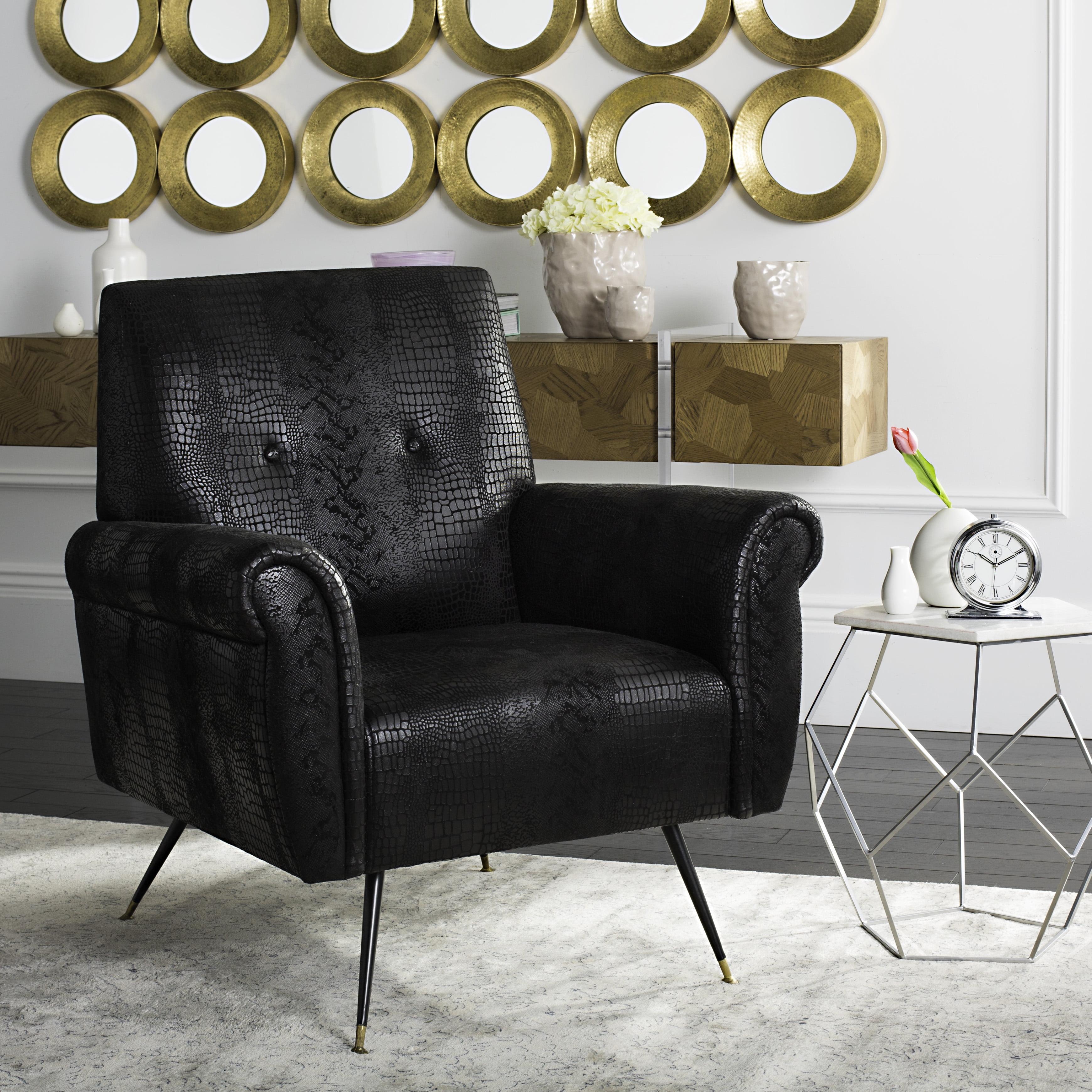 Mira Black Faux Leather Transitional Accent Chair