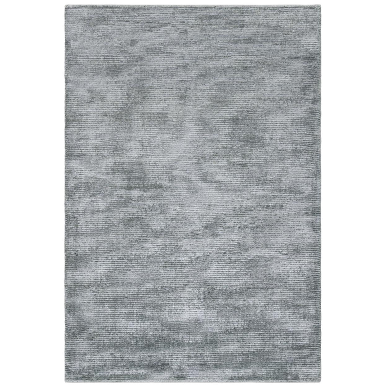 Luxurious Hollywood Glam Blue Viscose 4' x 6' Hand-Knotted Rug