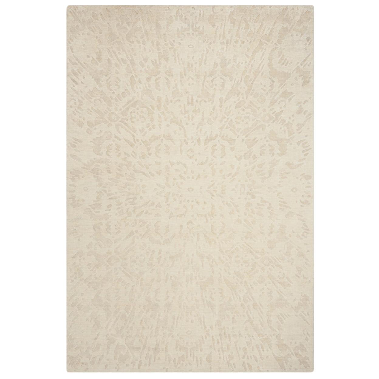 Elegant Mirage 6' x 9' Hand-Knotted Beige Viscose & Silk Area Rug