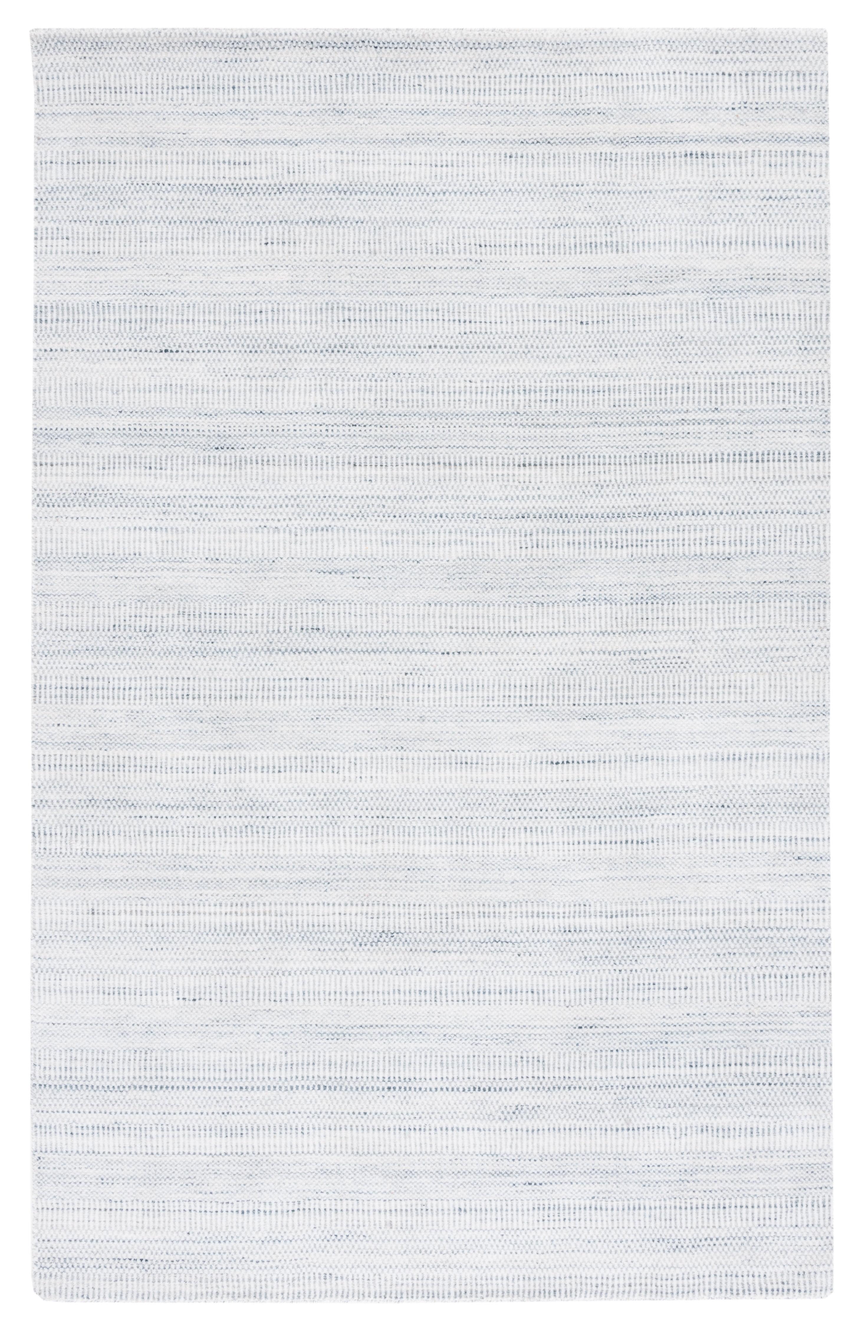 Light Grey and Ivory Hand-Knotted Viscose 4' x 6' Rug