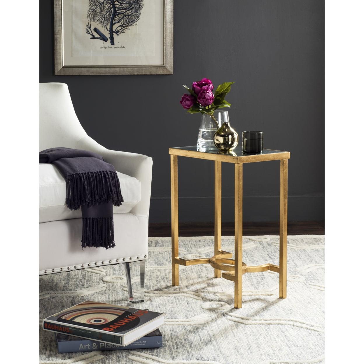 Mita Gold Leaf Mirrored Glass End Table