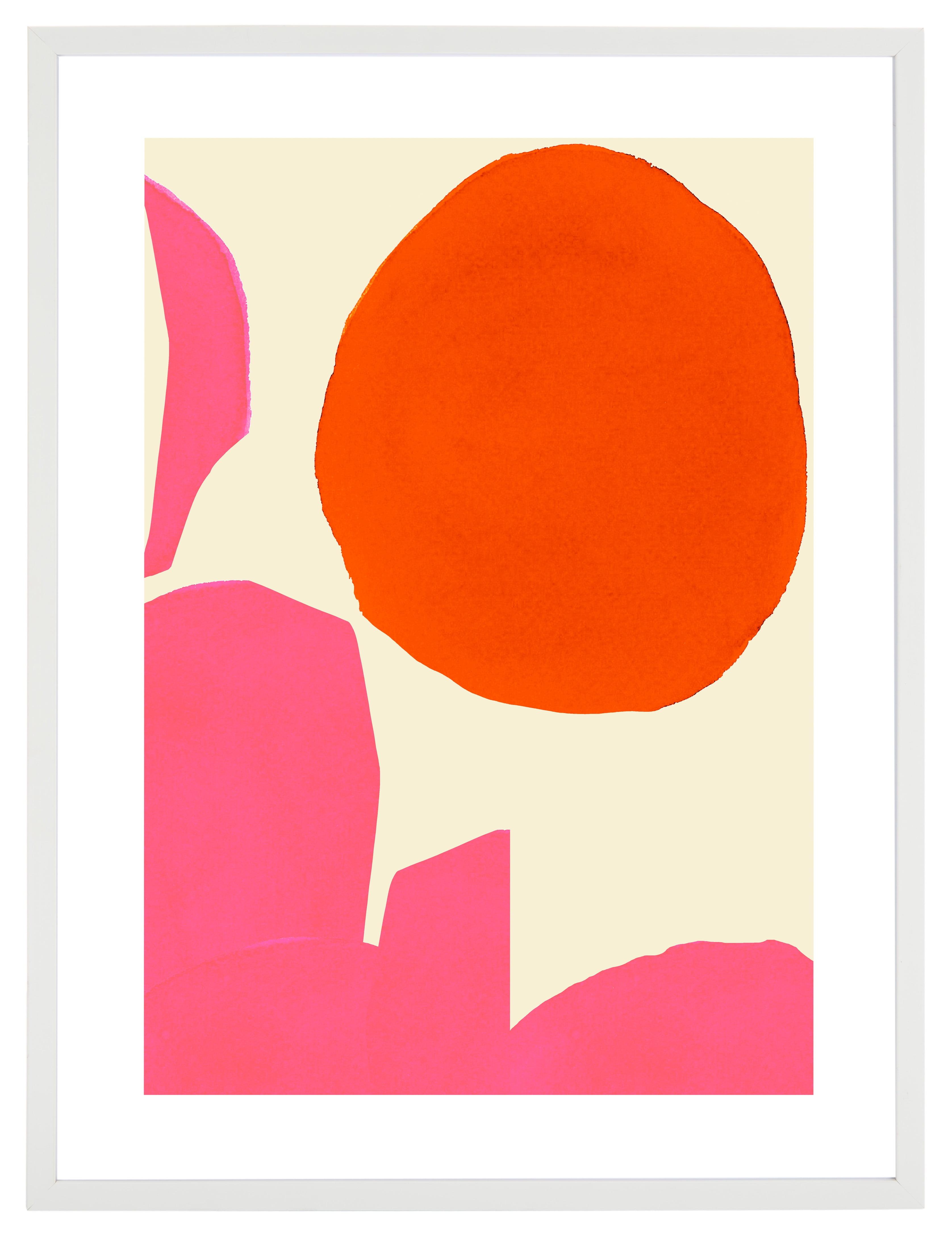 Mojave Sunrise Tangerine and Pink Abstract Landscape Print