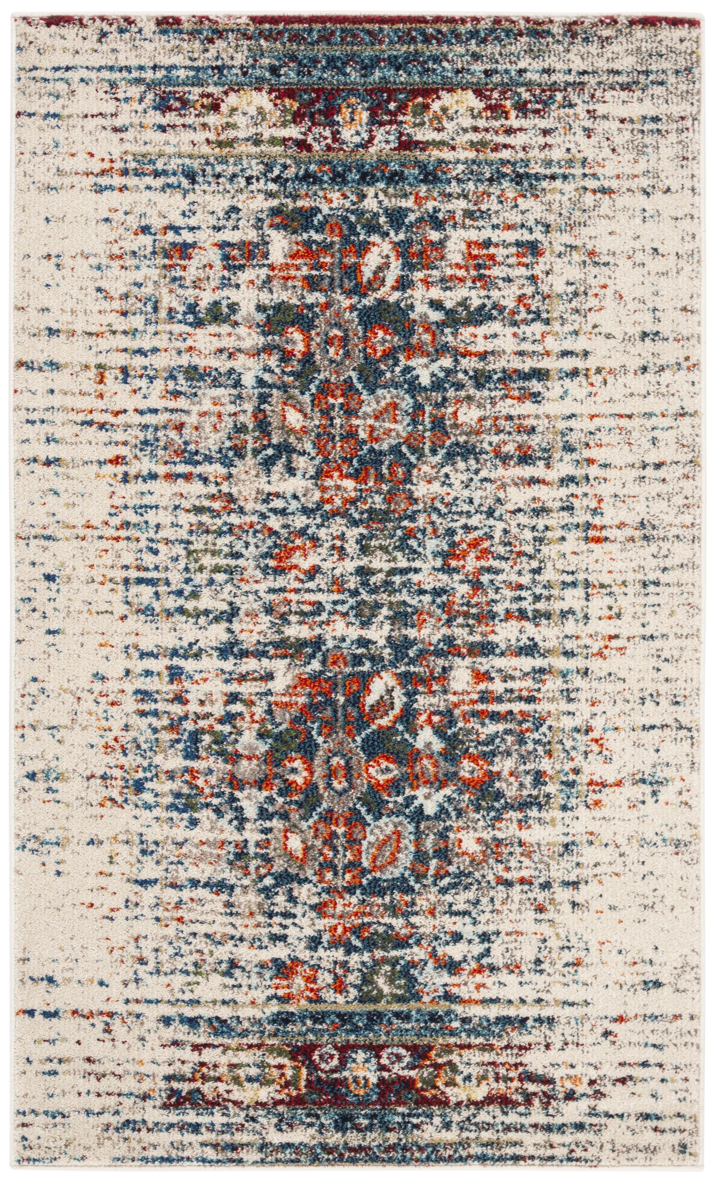 Monaco MNC208 Power Loomed Indoor Accent Rug - Ivory/Blue - 3'x5' - Safavieh