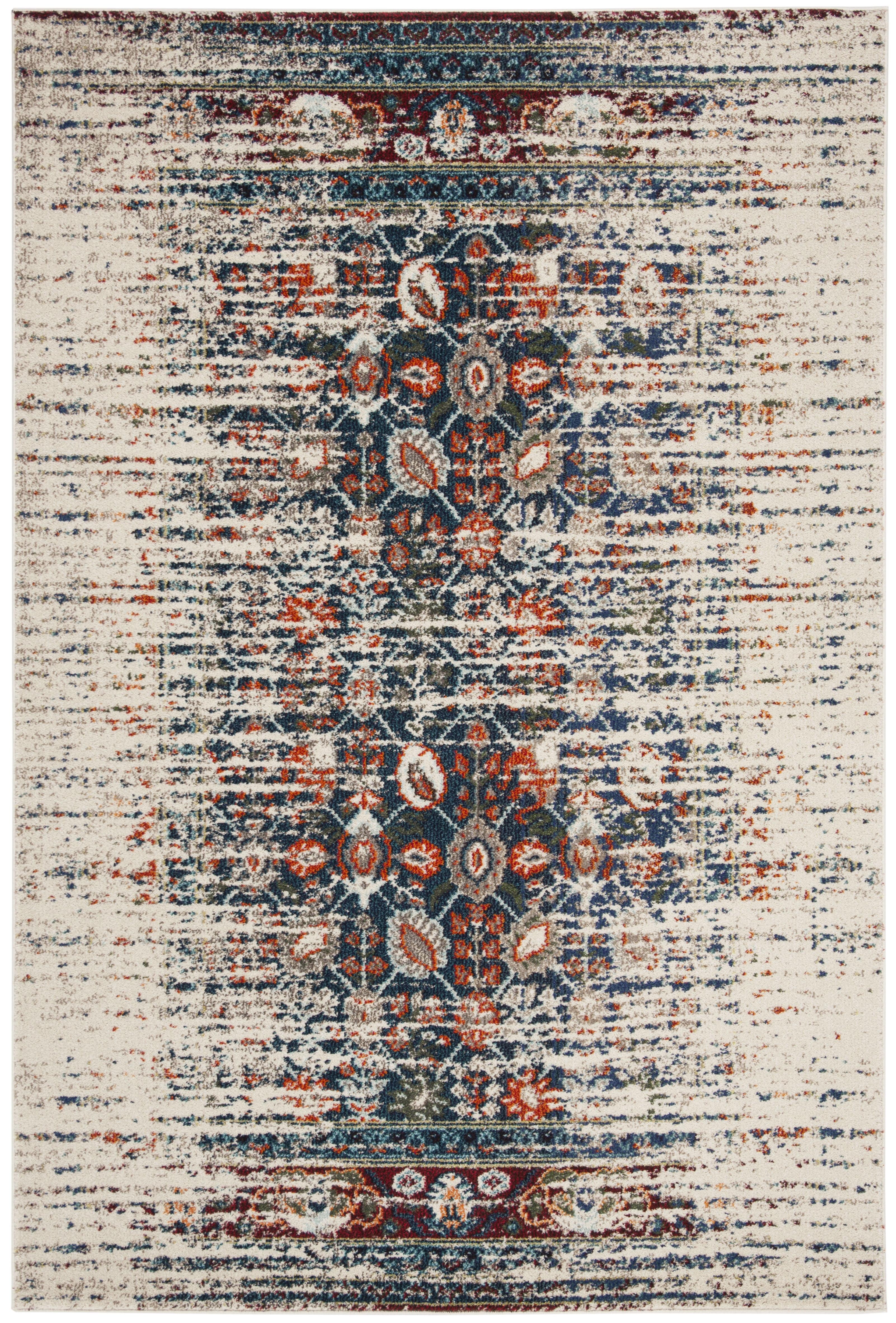 Hertzler Floral Ivory/Blue Area Rug