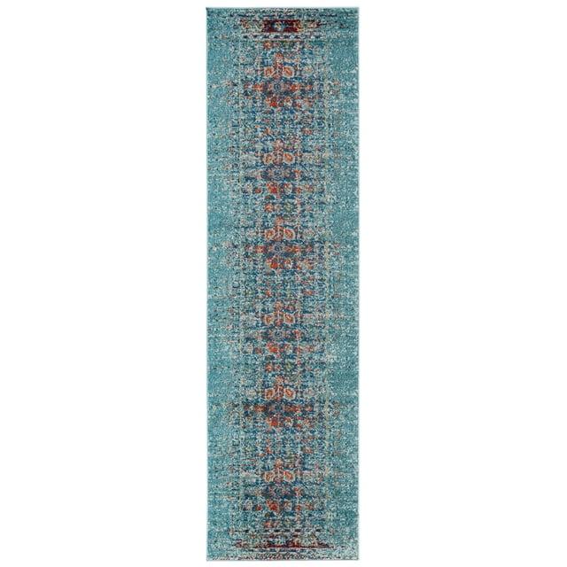 Monaco MNC208 Power Loomed Indoor Runner Rug - Blue/Multi - 2'2"x10' - Safavieh