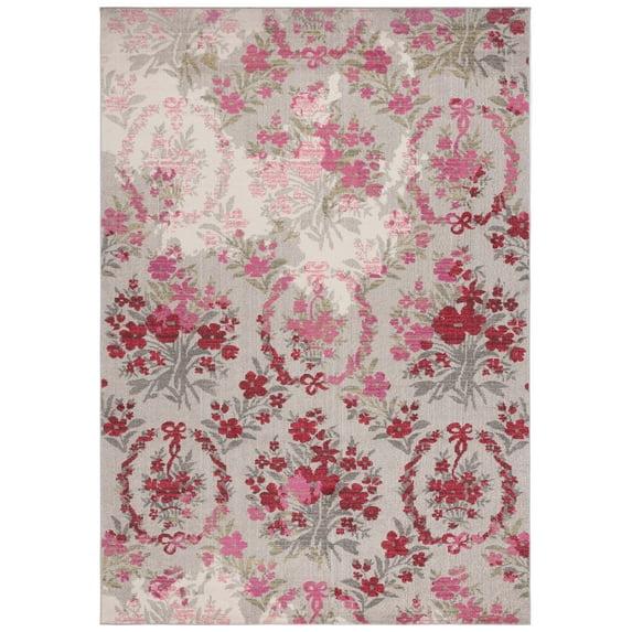 SAFAVIEH Monaco Cyan Floral Area Rug, Ivory/Pink, 9' x 12'