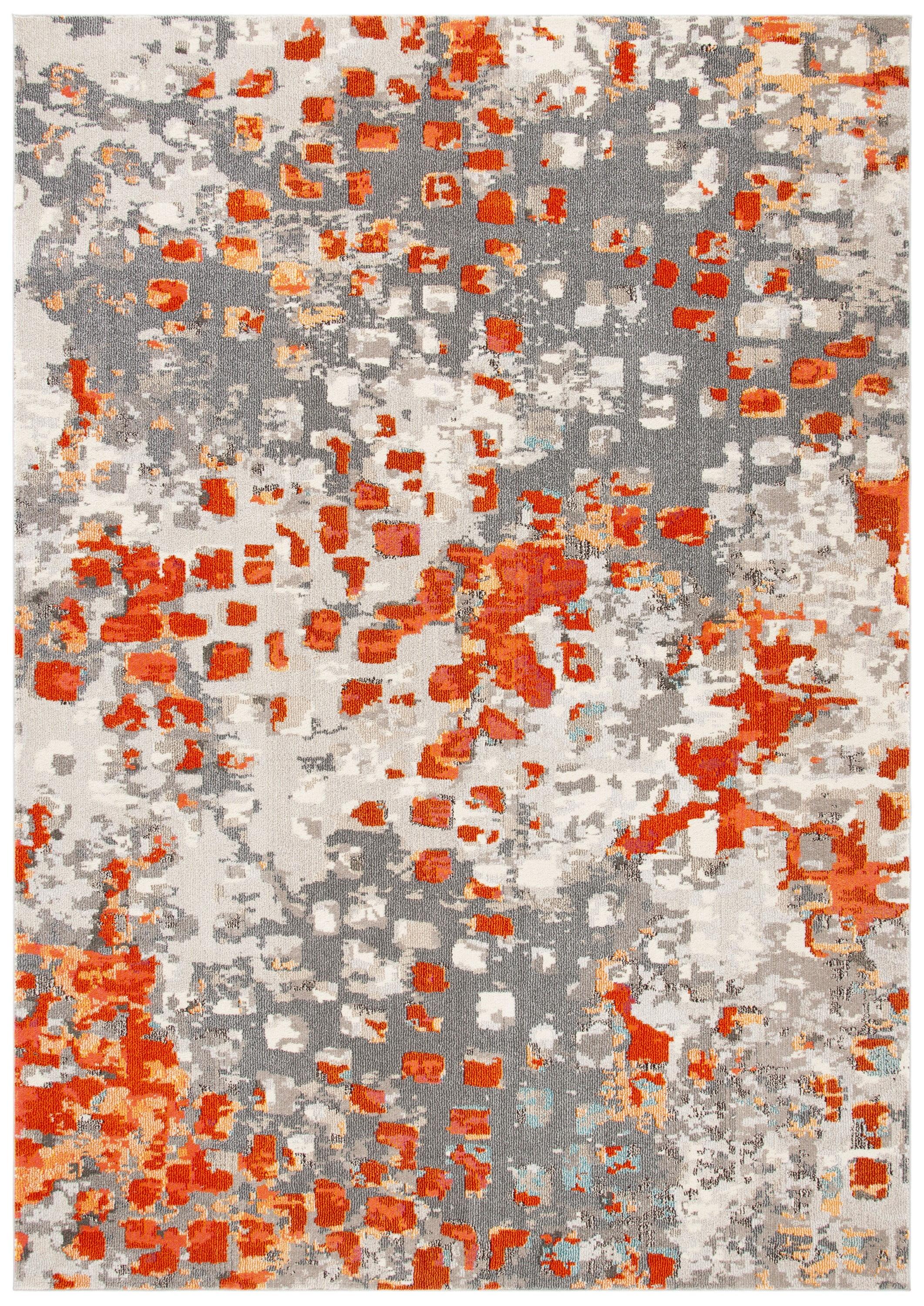 SAFAVIEH Monaco Driskoll Abstract Area Rug, Grey/Orange, 9' x 12'