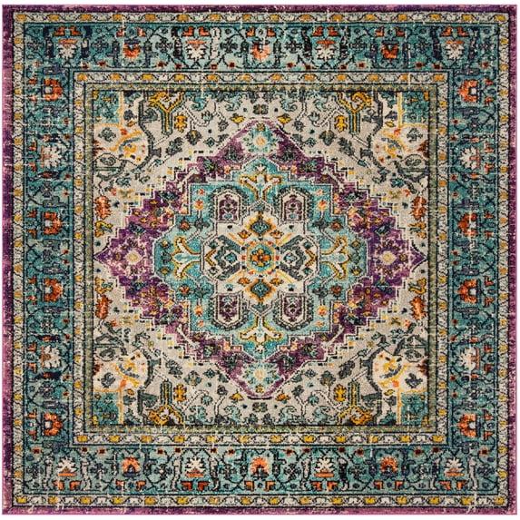 Monaco MNC251 Power Loomed Area Rug - Violet/Light Blue - 6'7"x6'7" - Safavieh.
