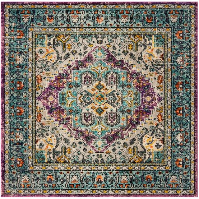Monaco MNC251 Power Loomed Area Rug - Violet/Light Blue - 6'7"x6'7" - Safavieh.