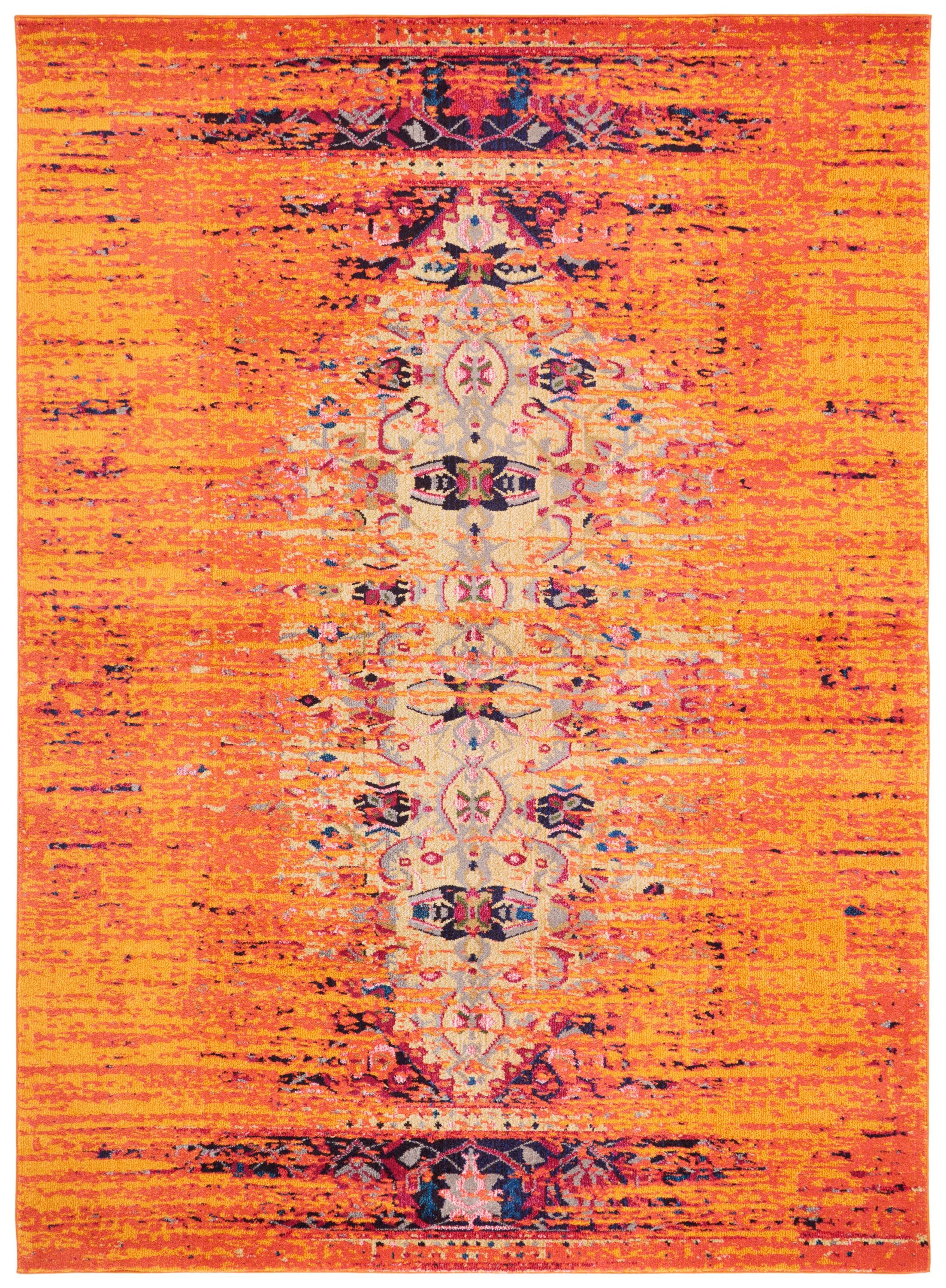 Monaco MNC209 Power Loomed Indoor Area Rug - Orange/Multi - 8'x11' - Safavieh.