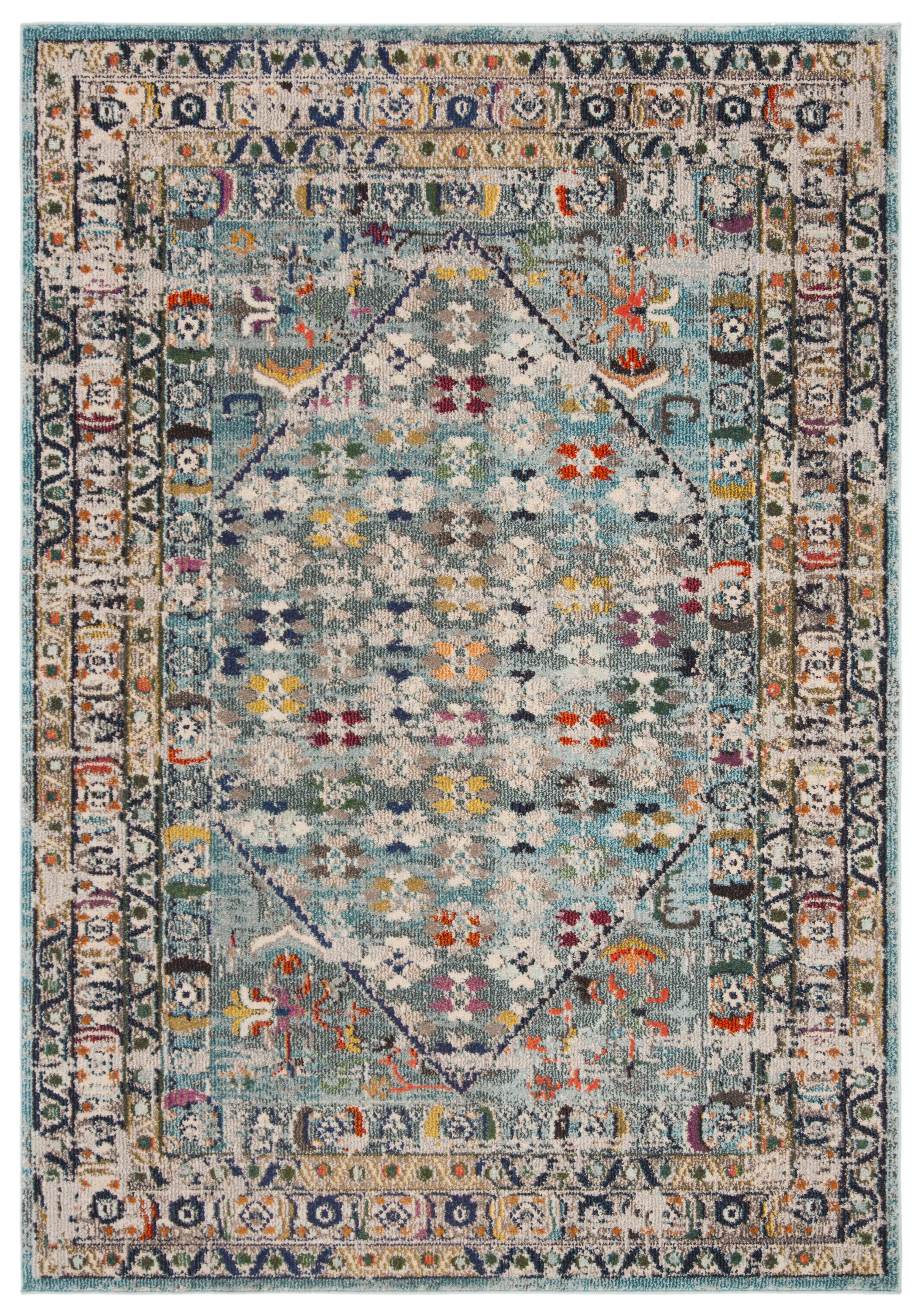 Elysian Bloom Hand-Knotted Blue Floral Synthetic Area Rug - 6'7" X 9'2"