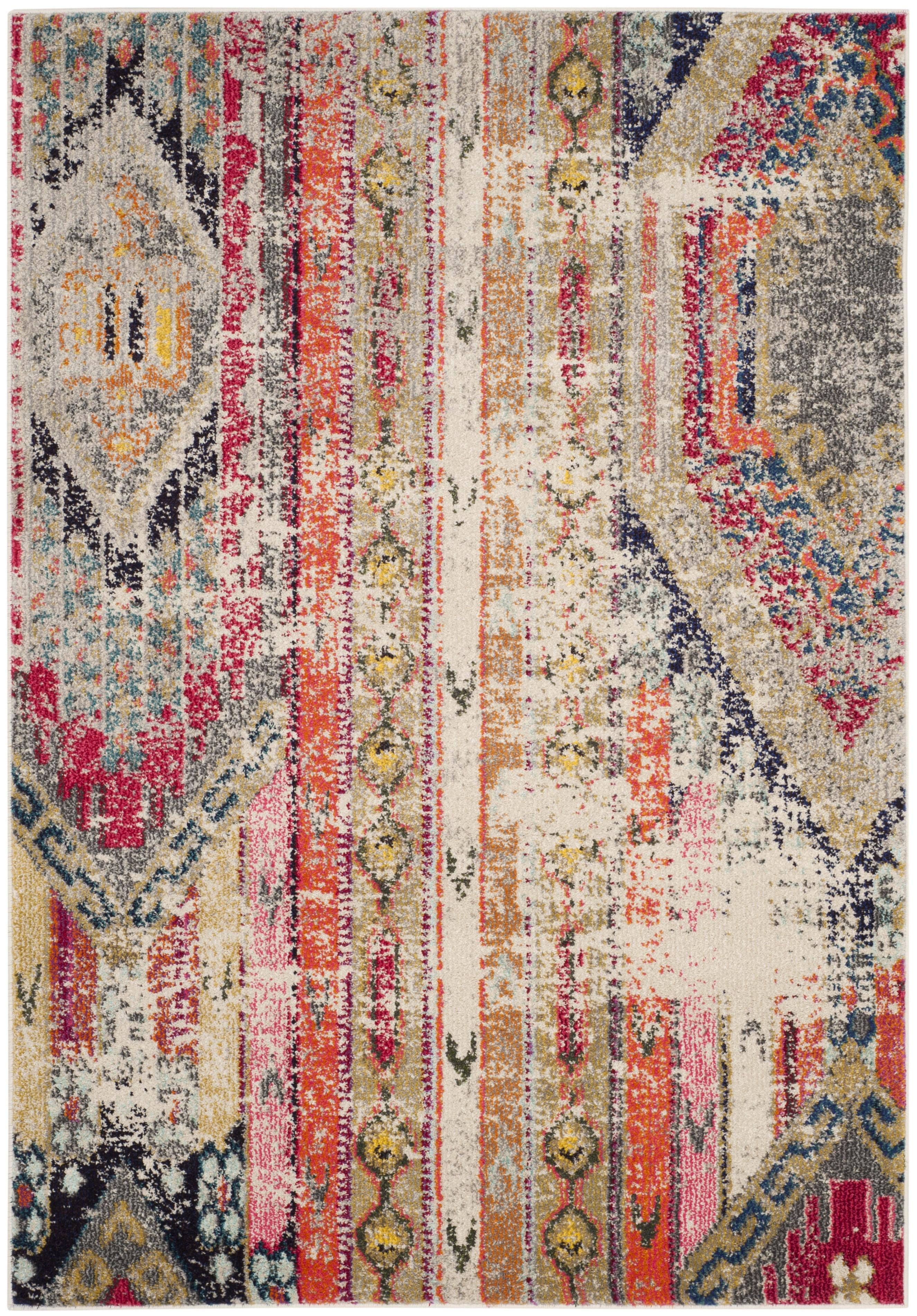 Bohemian Flair Light Grey Multi Synthetic 4' x 5'7" Reversible Area Rug