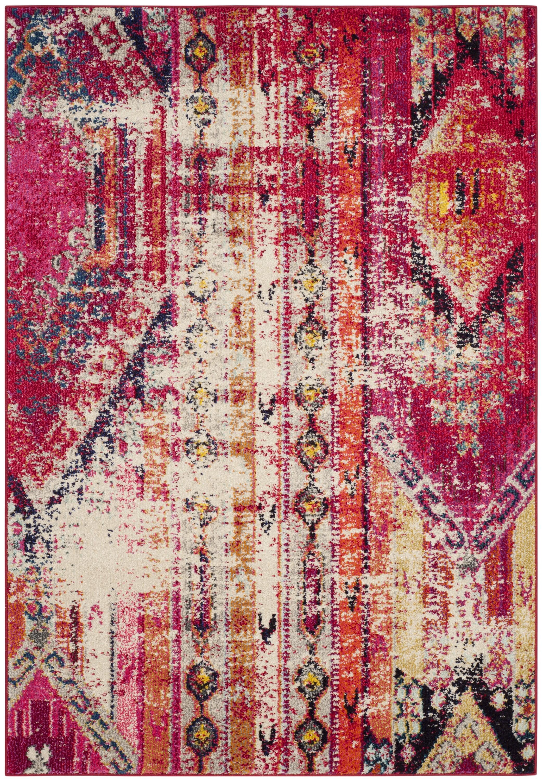 Monaco MNC222 Power Loomed Indoor Accent Rug - Magenta/Multi - 4'x5'7" - Safavieh