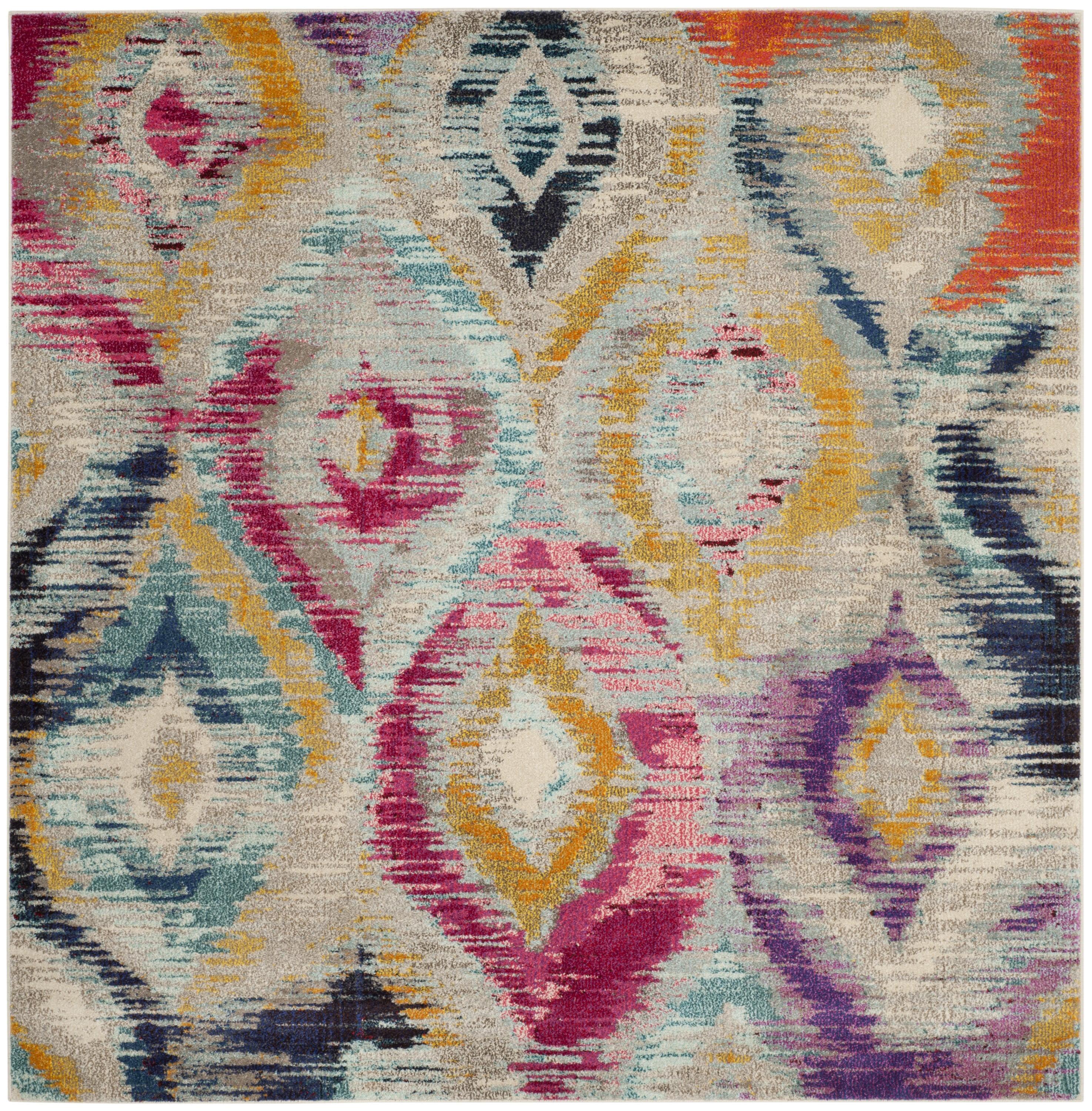 Monaco Vibrant Multi-Color Square Area Rug, 6'7" x 6'7"