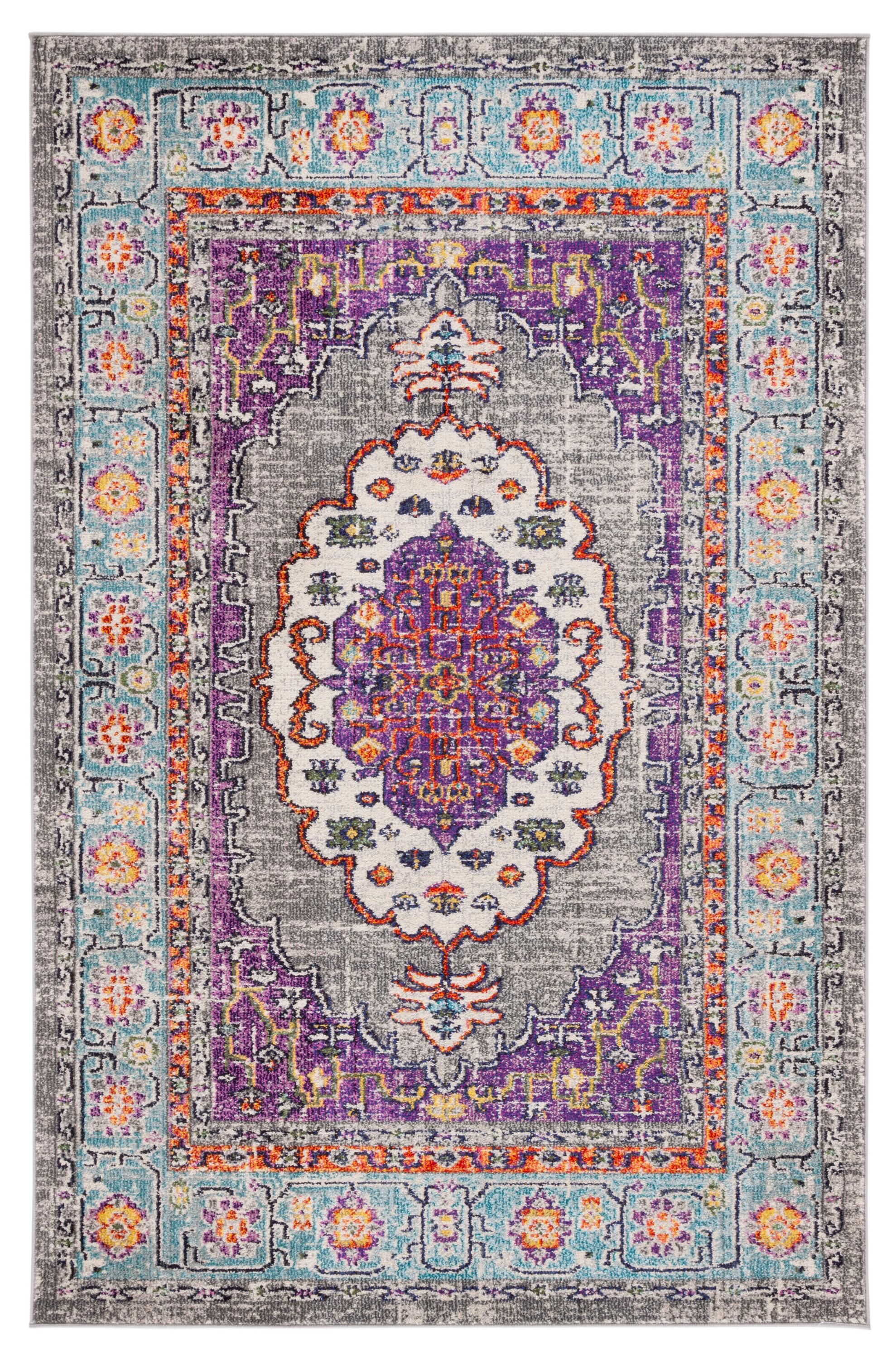 Monaco MNC246 Power Loomed Indoor Area Rug - Violet/Light Blue - 6'7"x9'2" - Safavieh.