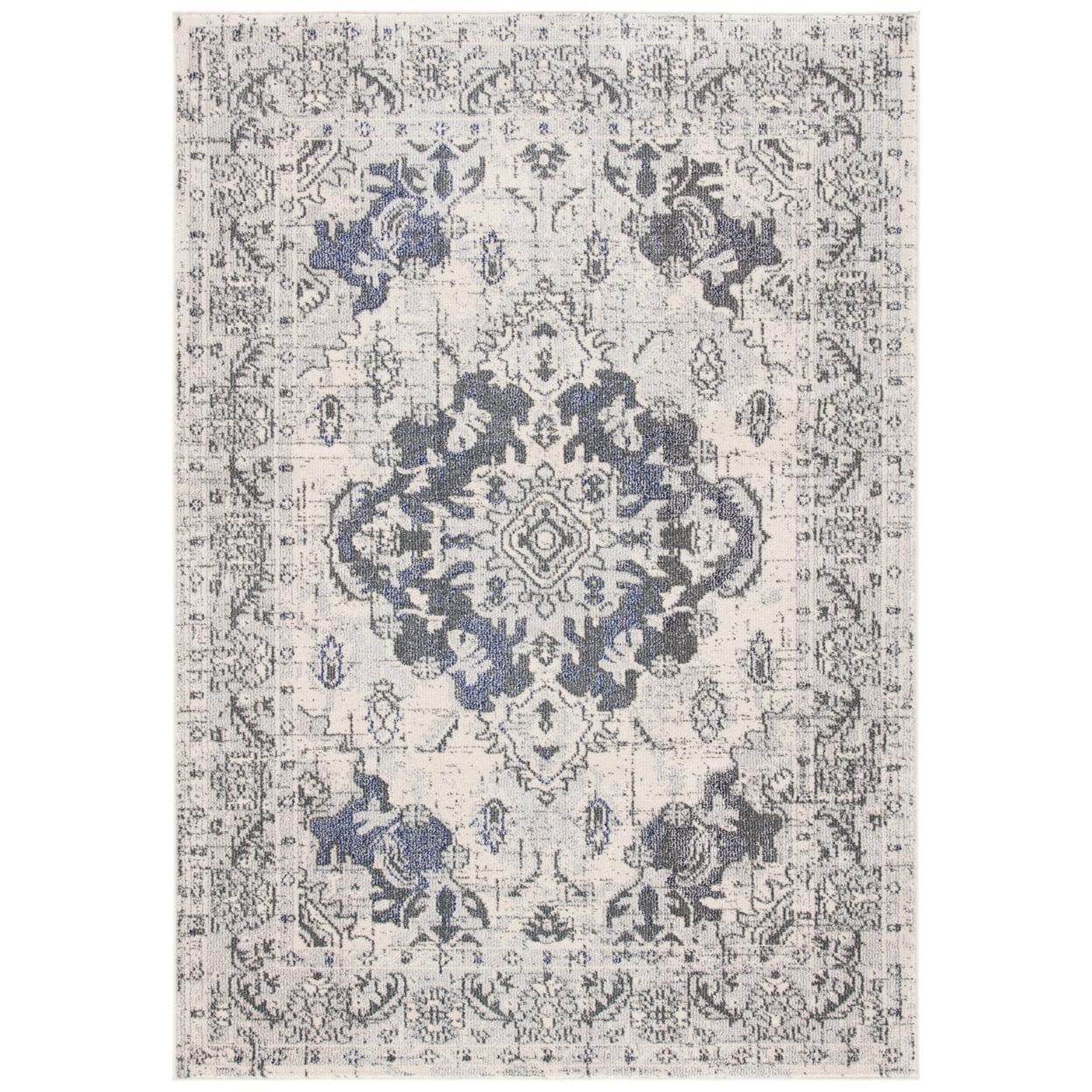 Elysian Gray Medallion 6'7" x 9'2" Synthetic Area Rug