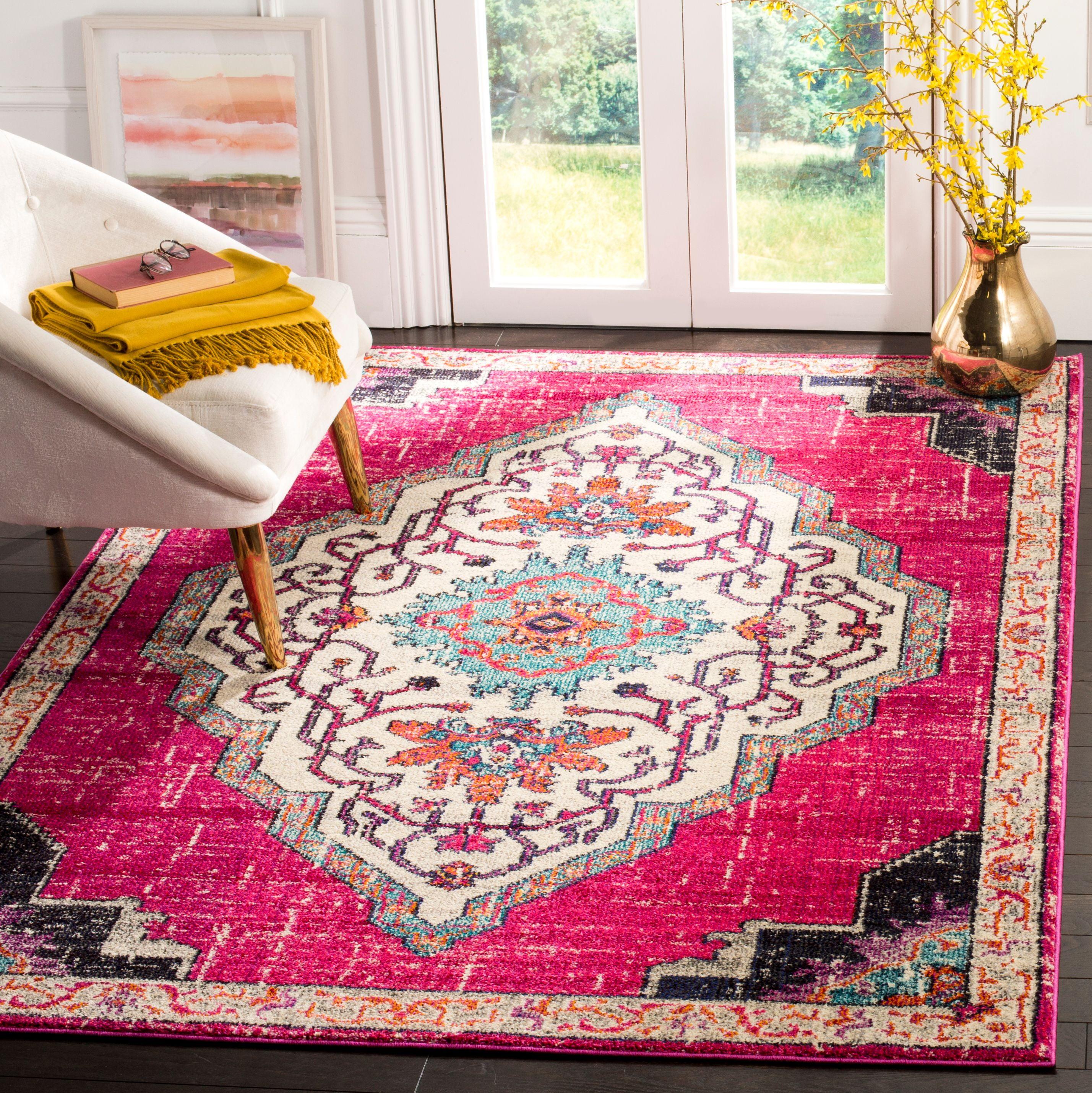 Boho-Chic Pink Multi 8' x 10' Hand-Knotted Easy Care Area Rug