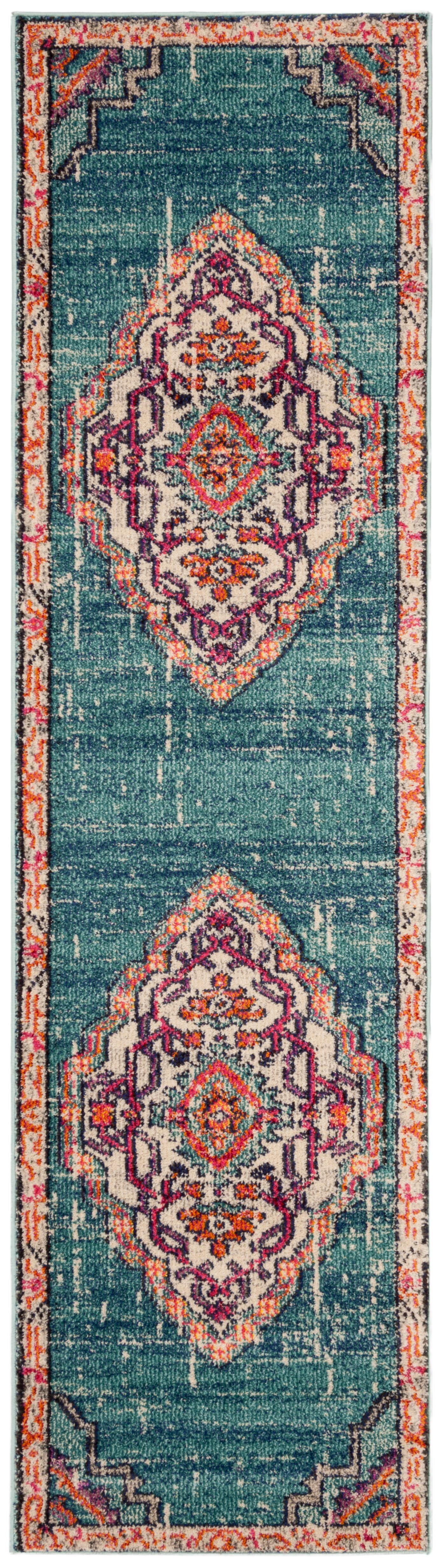 Monaco MNC254 Power Loomed Indoor Runner Rug - Blue/Multi - 2'2"x8' - Safavieh