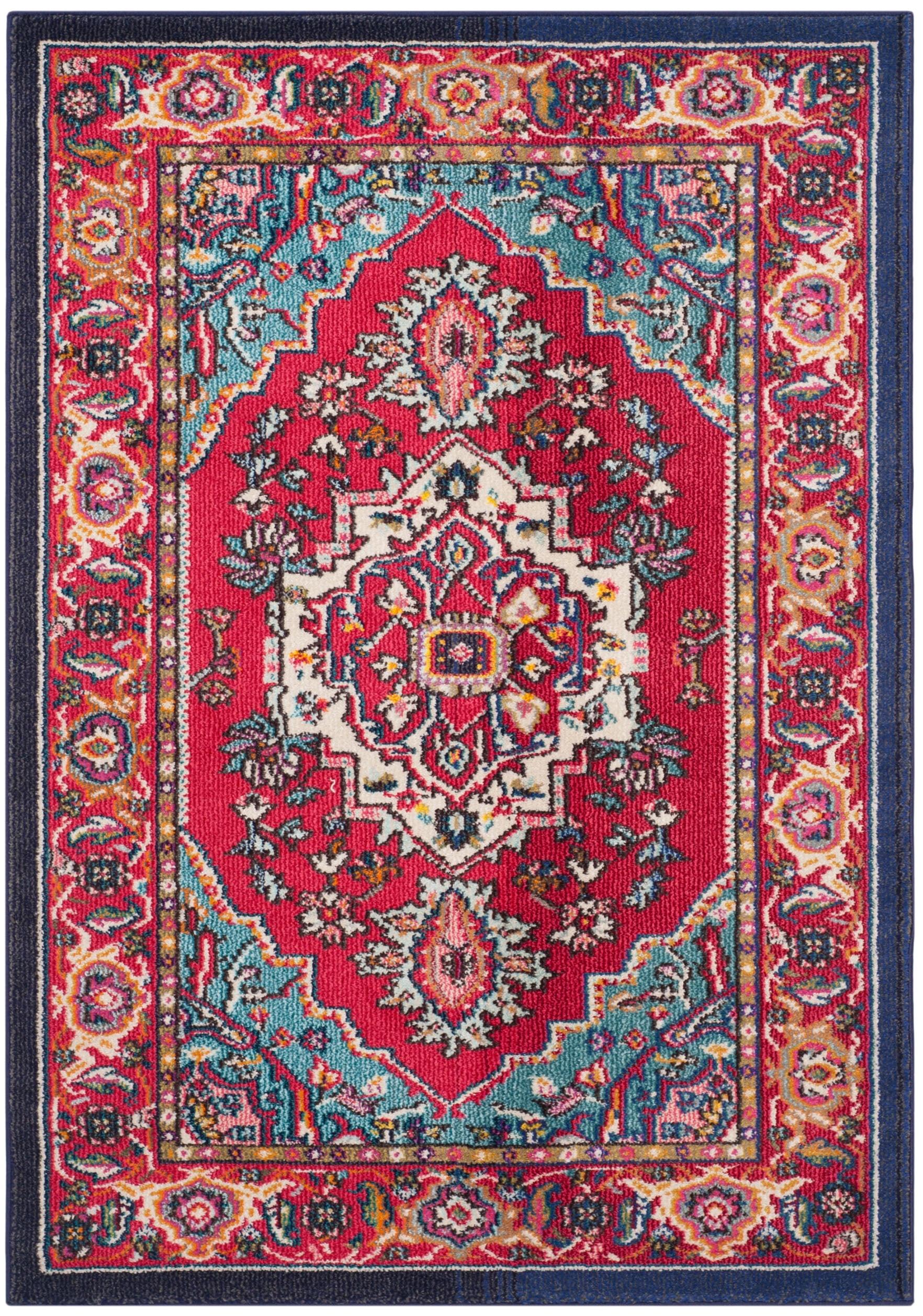 Bohemian Chic Red and Turquoise 3' x 5' Reversible Area Rug