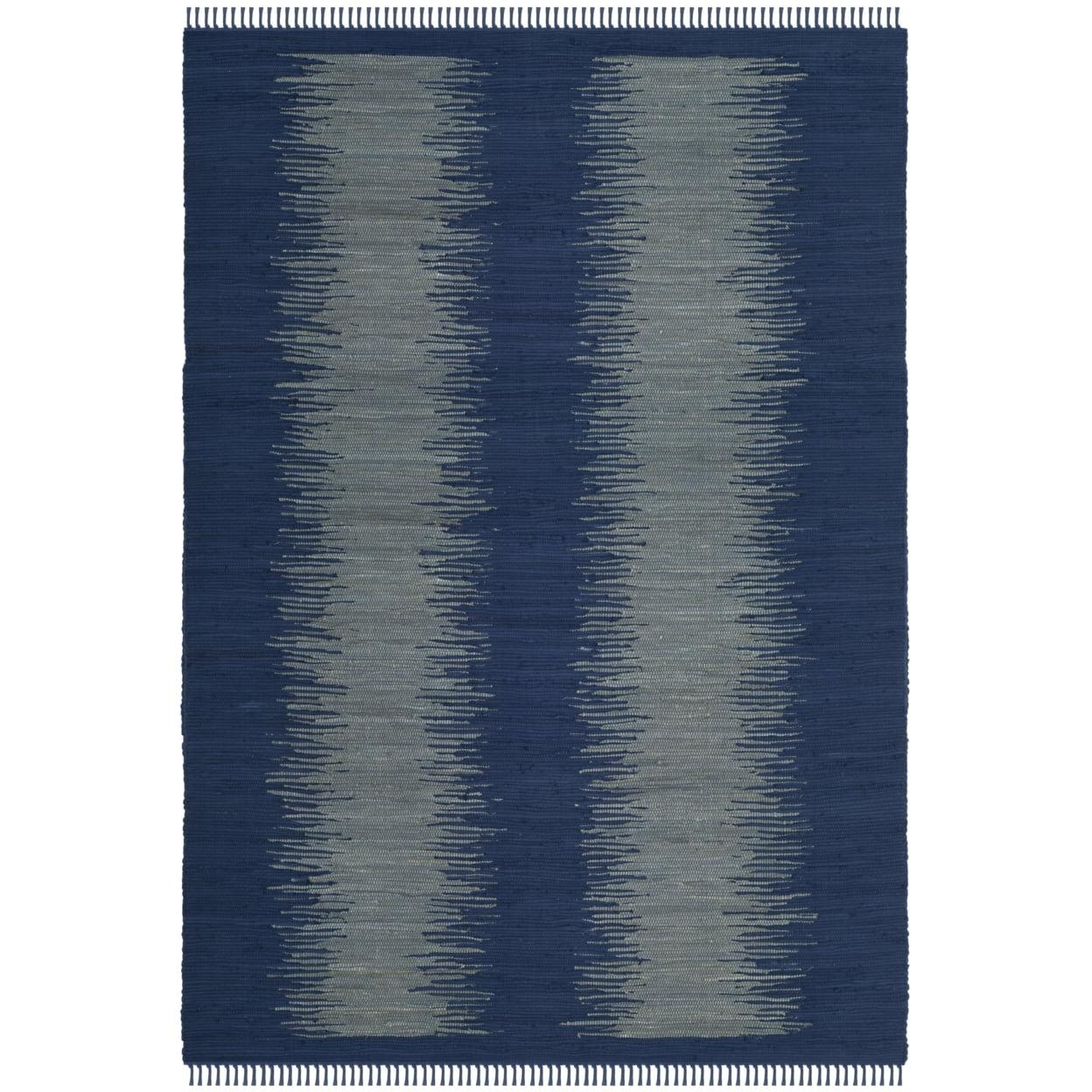 Coastal Charm Navy Cotton Flat Woven 3' x 5' Area Rug