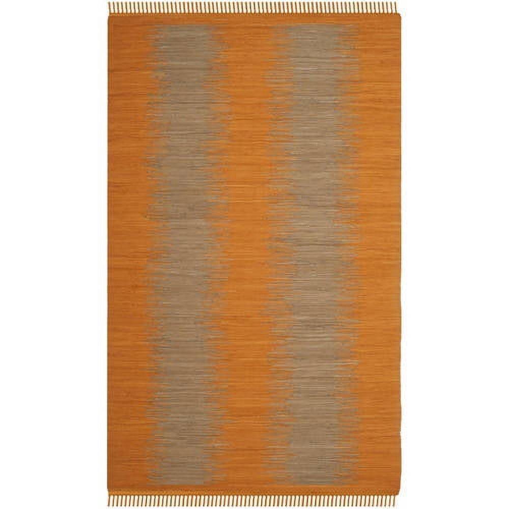 Handwoven Coastal Charm Orange Wool-Cotton 6' Square Rug