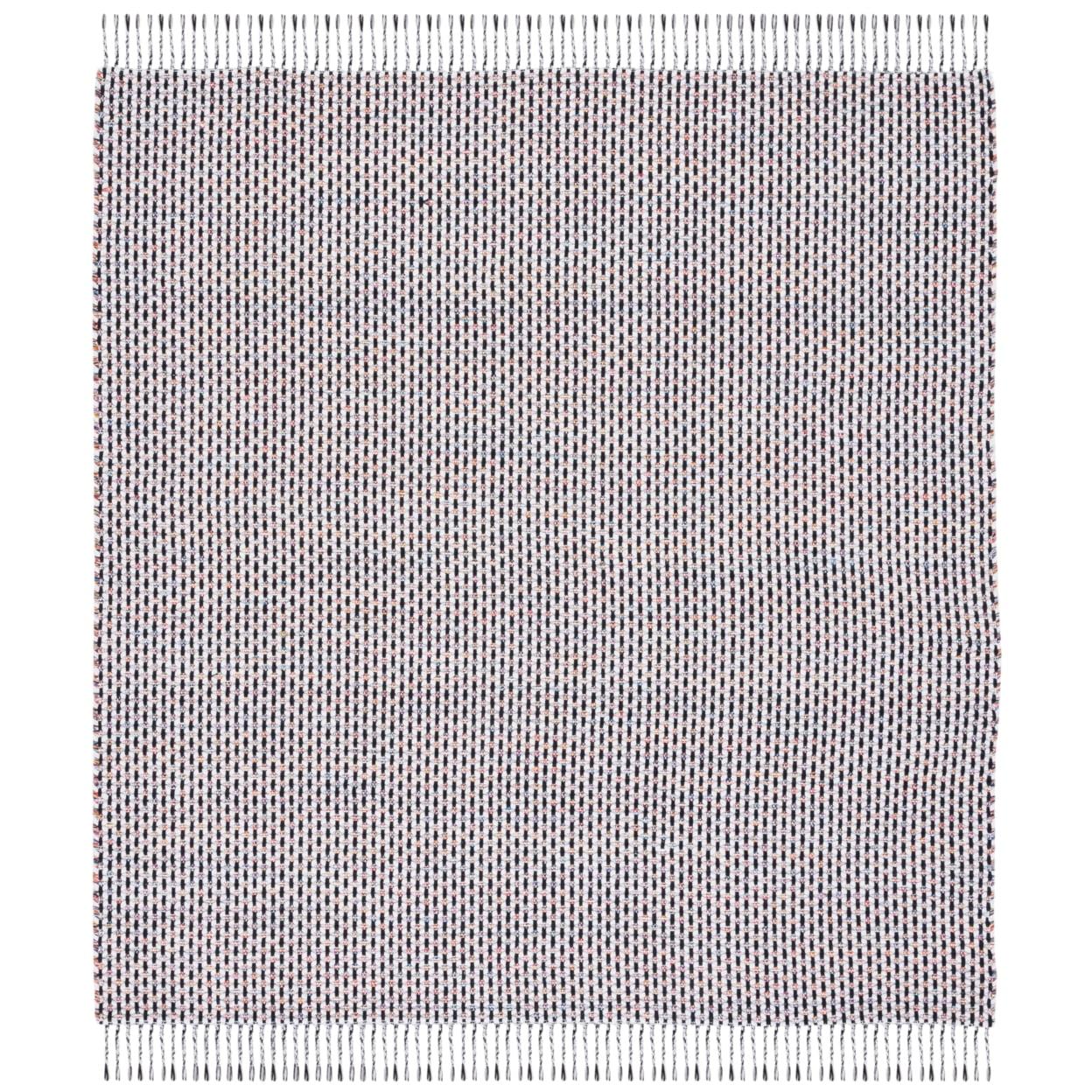 Montauk MTK475 Power Loomed Area Rug - Ivory/Black - 6'x6' - Safavieh.