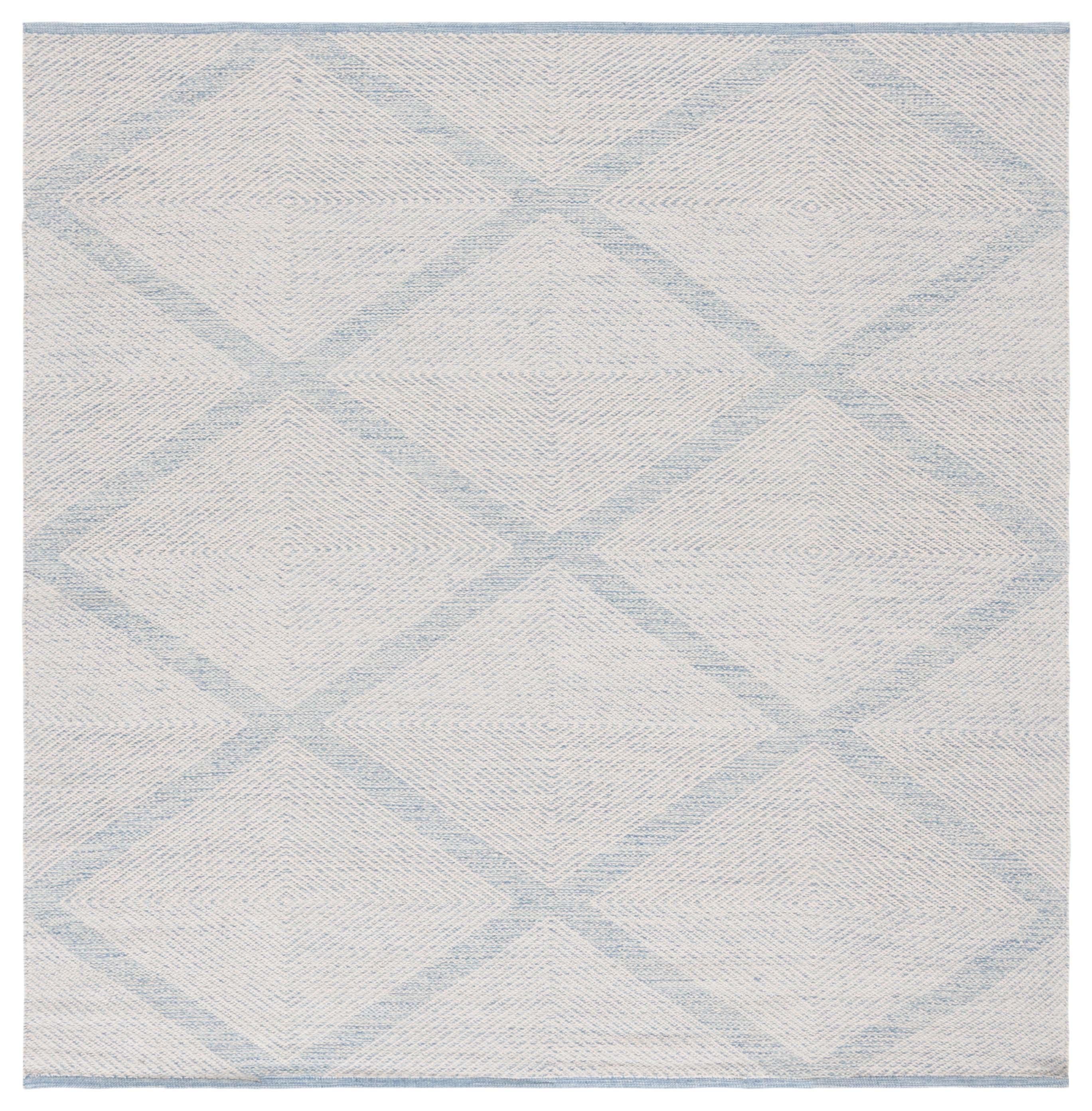 SAFAVIEH Montauk Bailey Geometric Cotton Area Rug, Light Blue, 8' x 8' Square