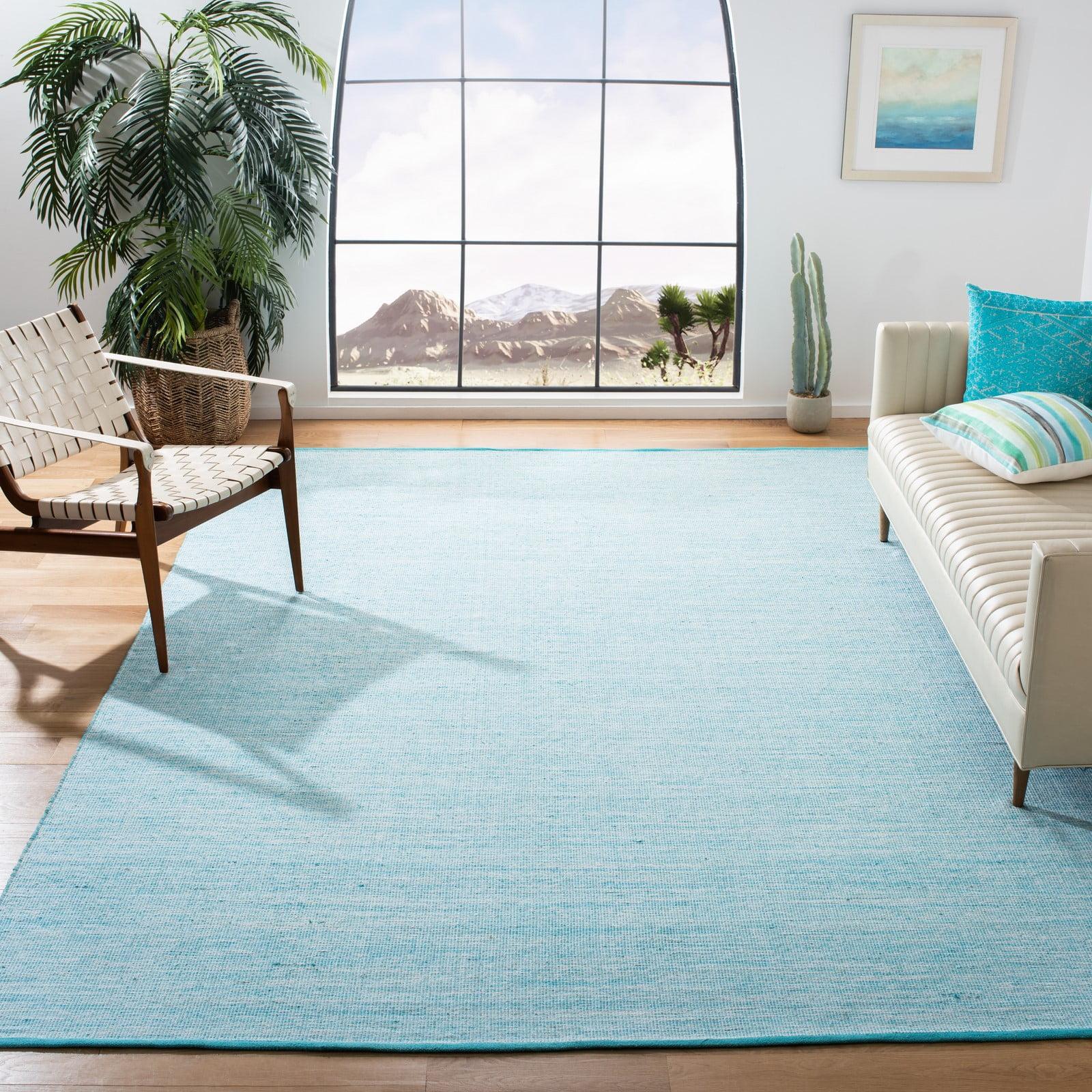 SAFAVIEH Montauk Bernadine Solid Braided Cotton Area Rug, Aqua/Blue, 9' x 12'