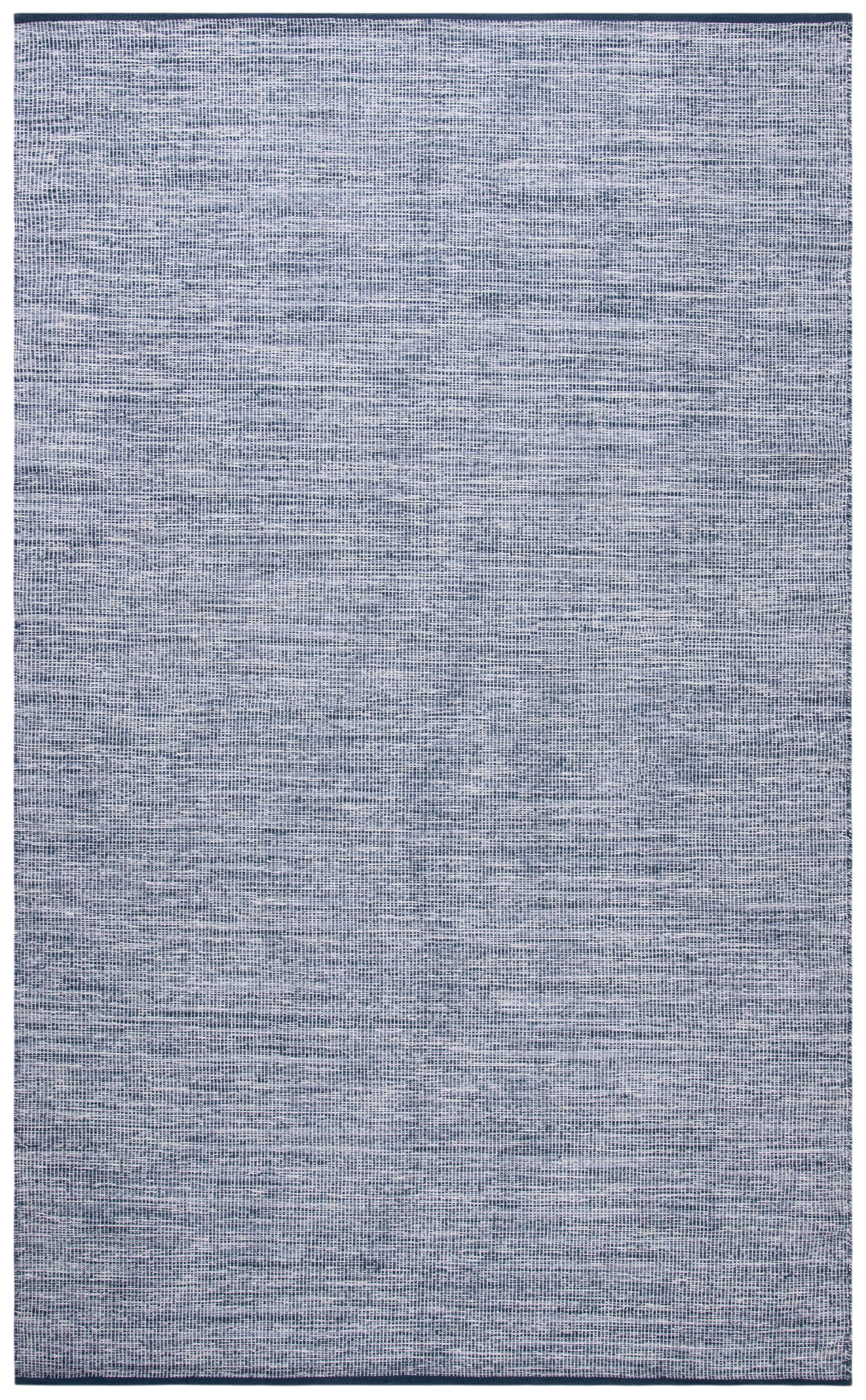 Navy and Blue Handwoven Cotton Flatweave Rug, 4' x 6'