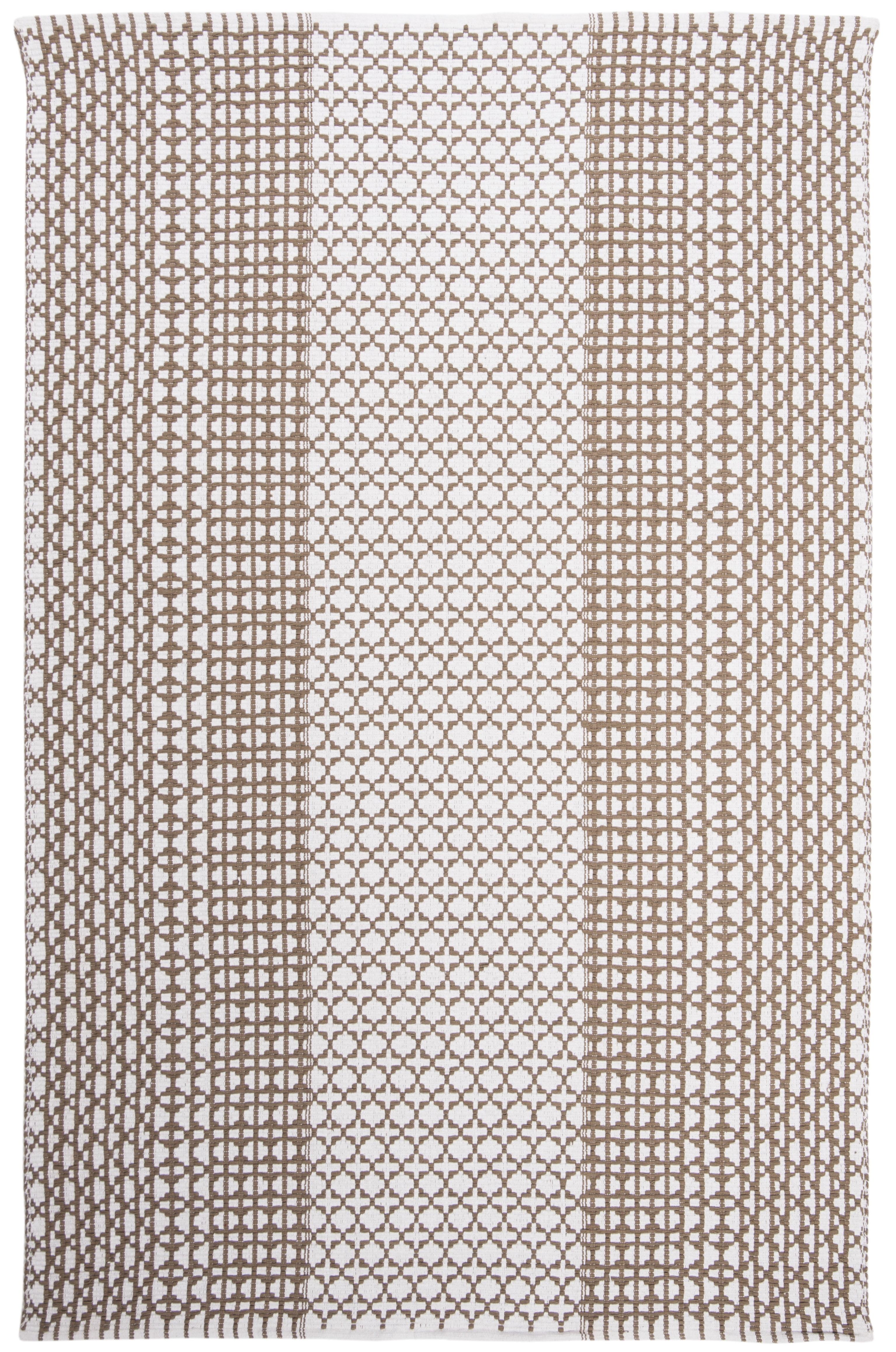 Coastal Charm Taupe & Ivory Cotton Flatweave 5' x 8' Rug