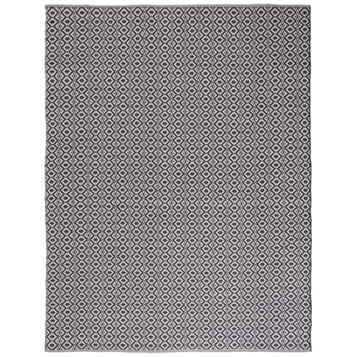 SAFAVIEH Montauk Corrine Geometric Cotton Area Rug, Ivory/Black, 10' x 14'