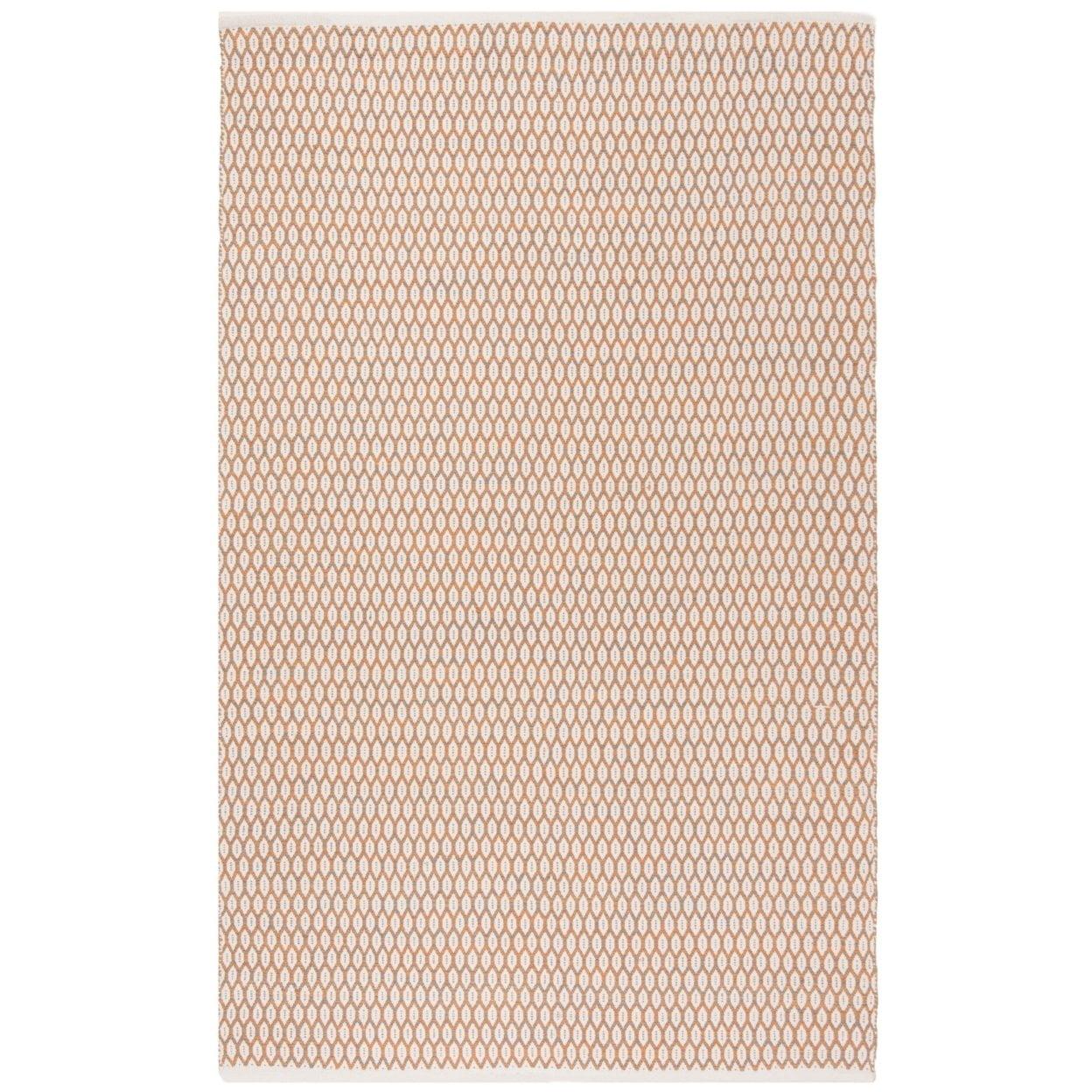 SAFAVIEH Montauk Crystal Geometric Cotton Area Rug, Orange/Ivory, 8' x 10'