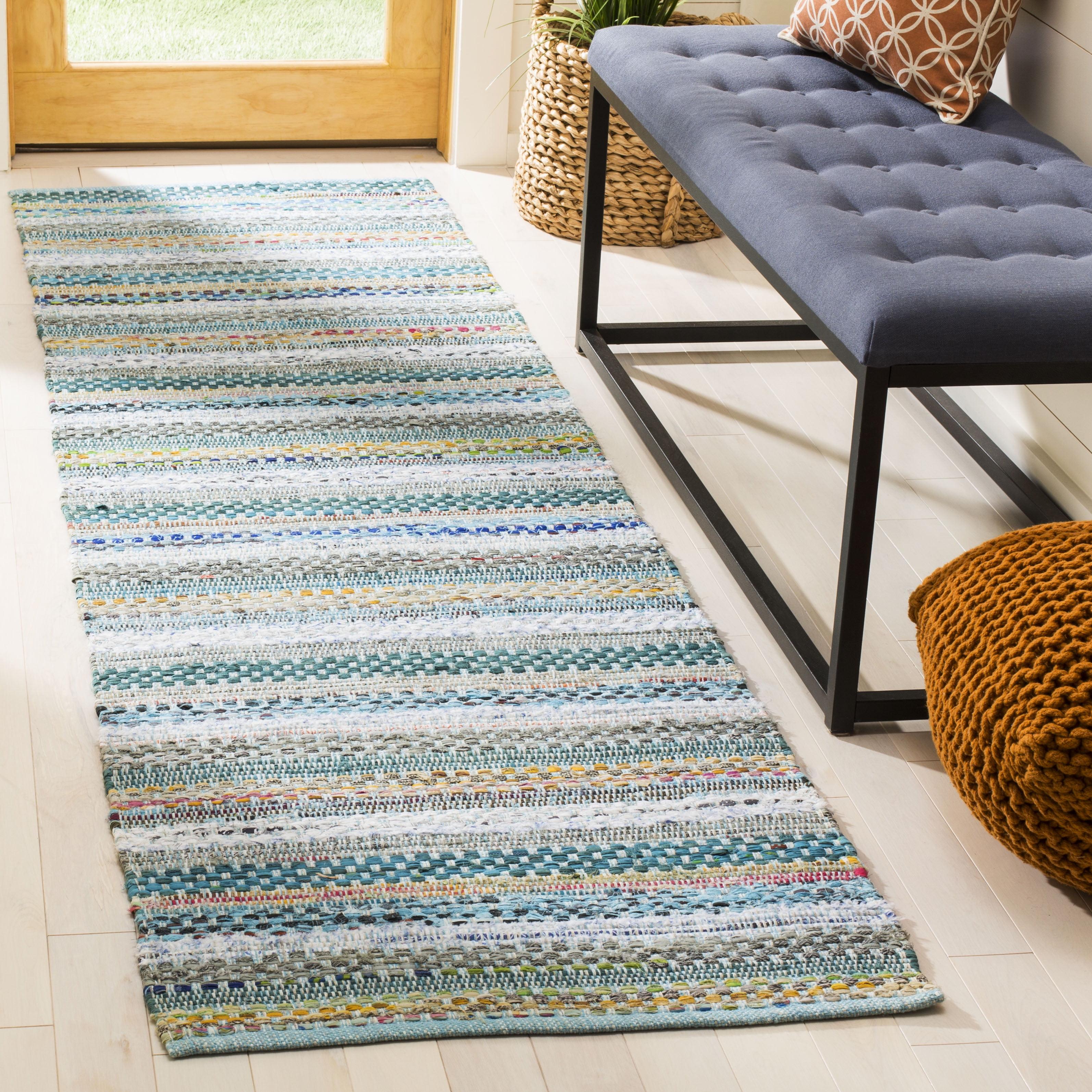 Coastal Charm Off-White Wool-Cotton Blend Handwoven Runner Rug