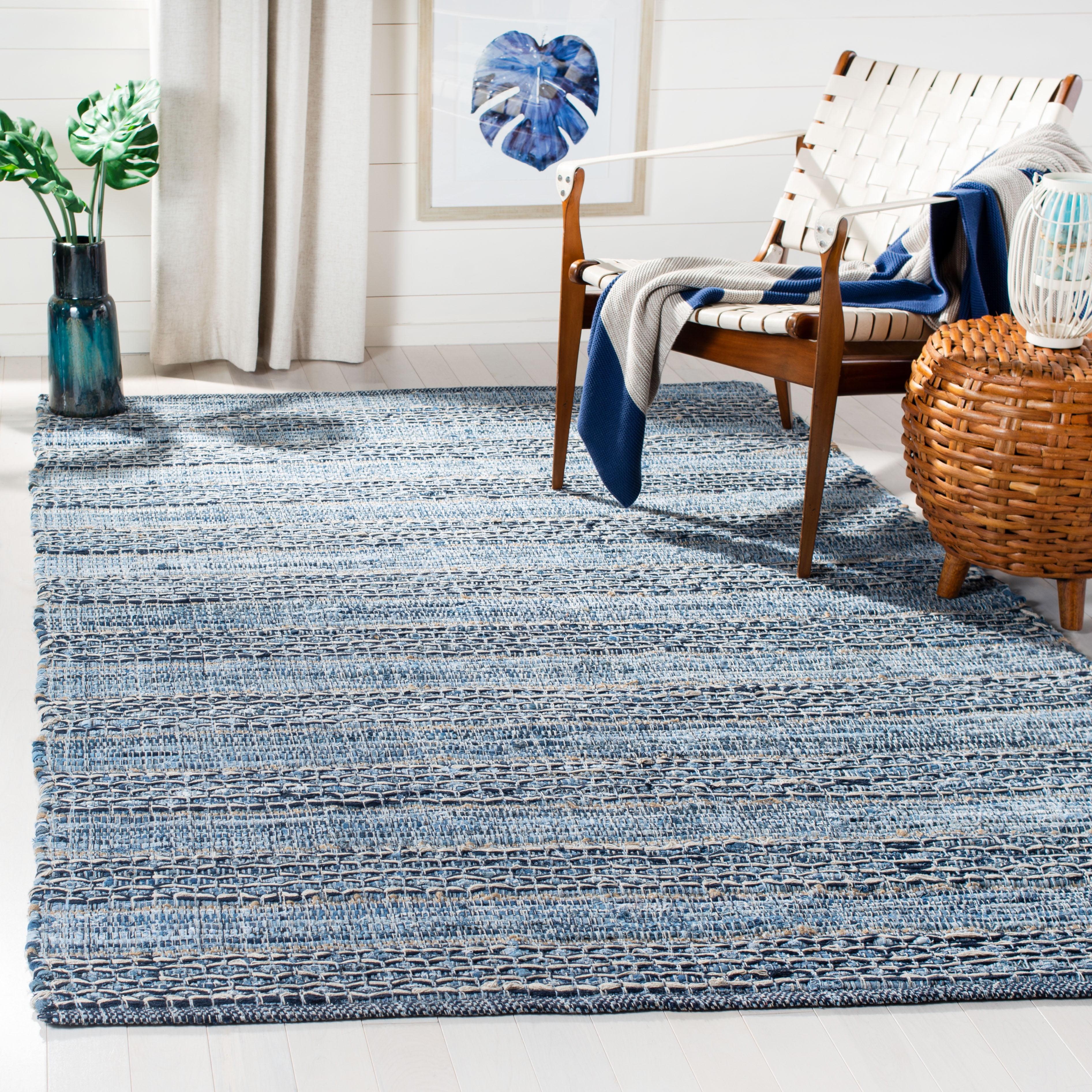 Montauk 8' x 10' Blue Cotton Synthetic Flat Woven Rug